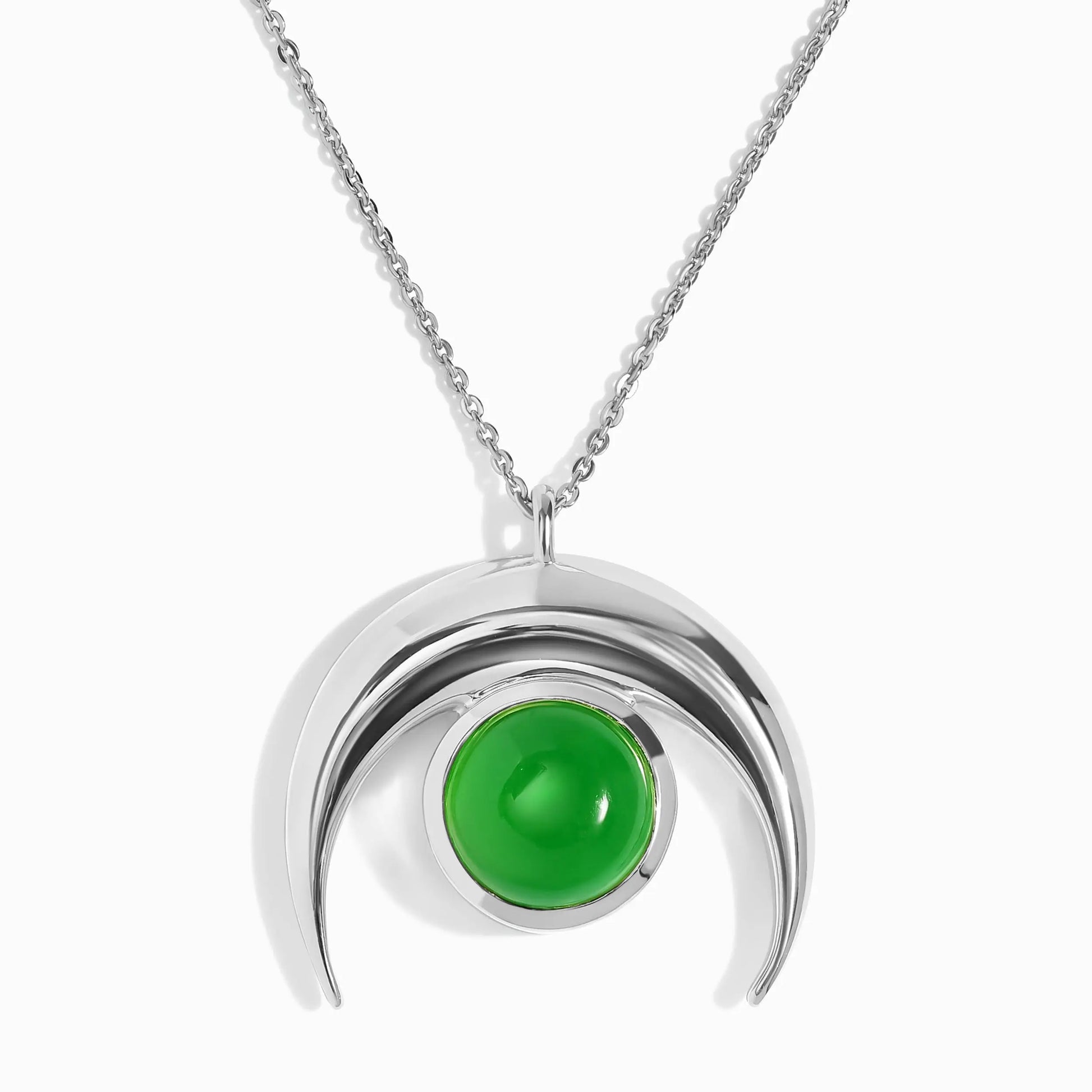 Green Jade Necklace - Crescent Moon Moon Magic