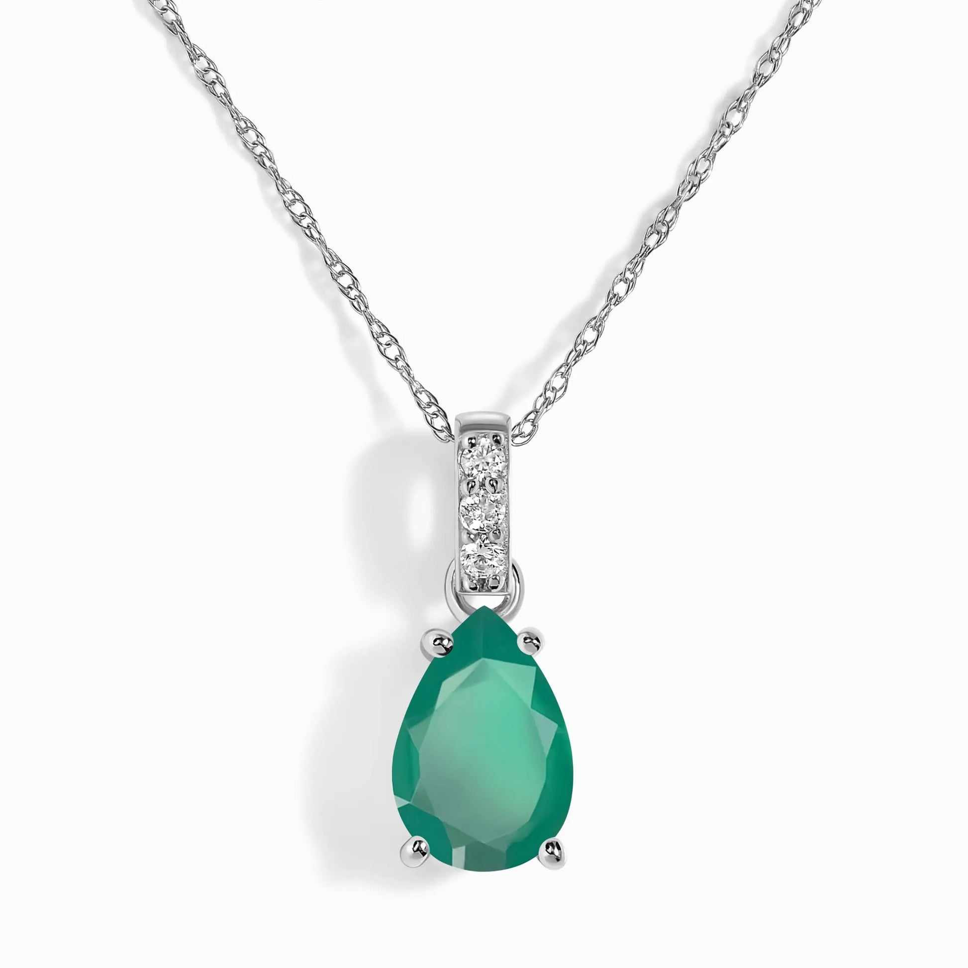 Green Onyx Diamond Necklace Sway - May Birthstone Moon Magic