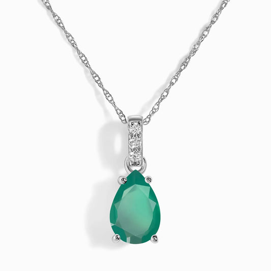 Green Onyx Diamond Necklace Sway - May Birthstone Moon Magic