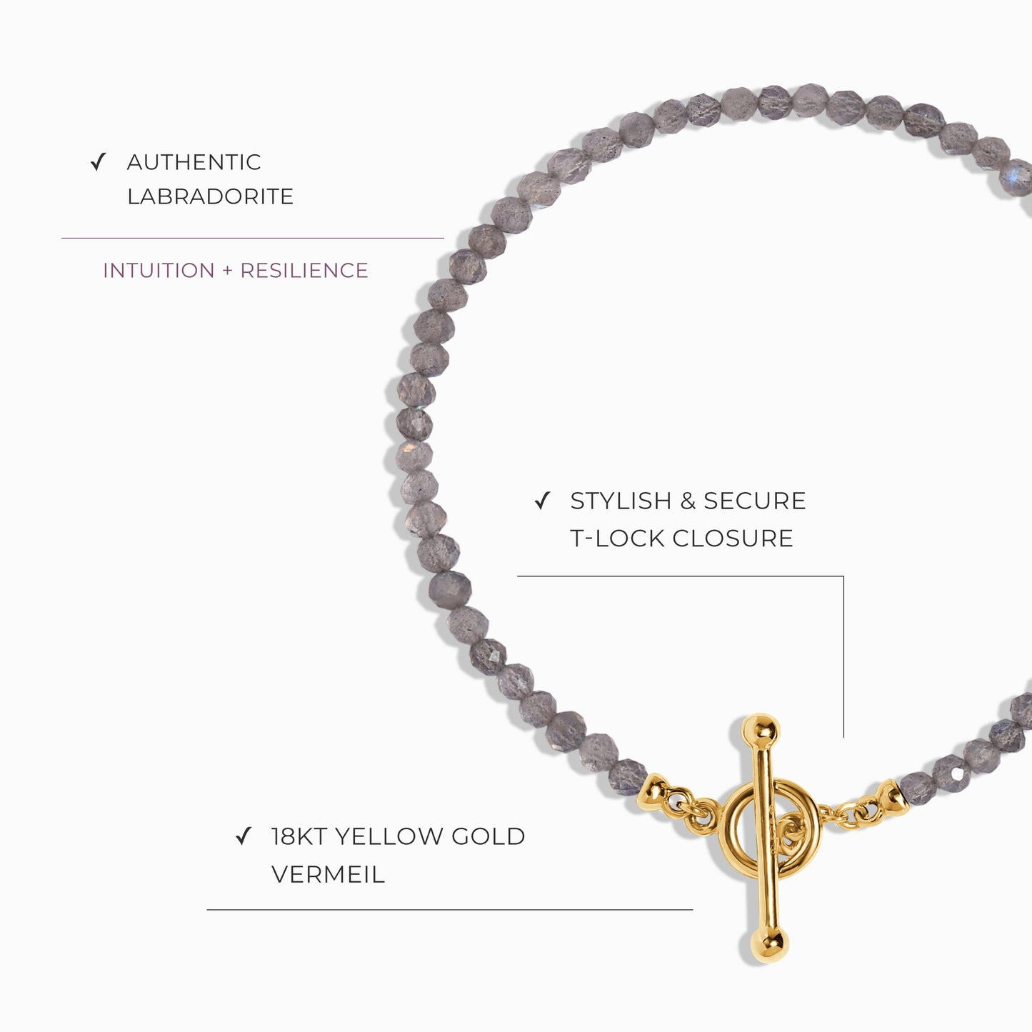 Labradorite T-Lock Beads Bracelet - Raise Your Vibrations Moon Magic
