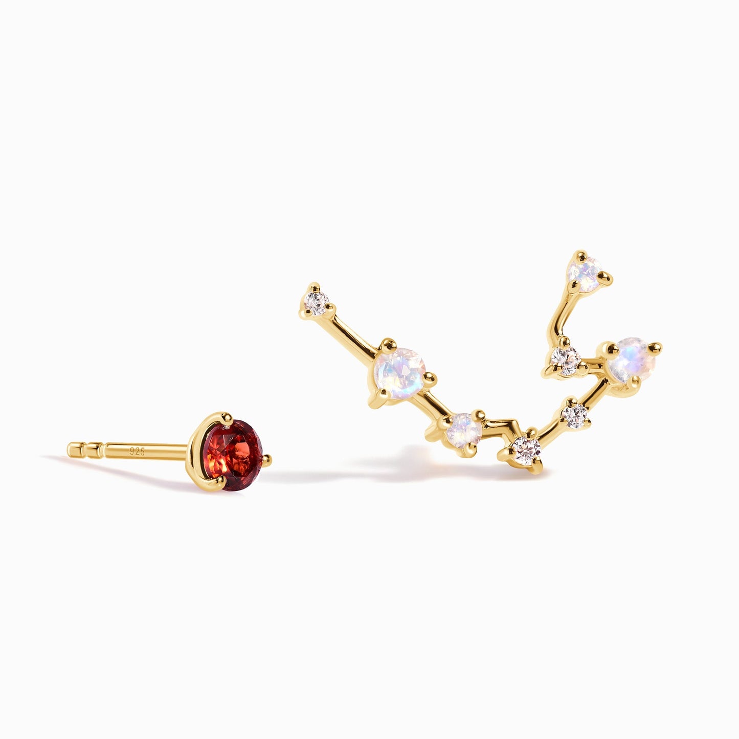 Zodiac Birthstone Studs - Aquarius Garnet Moon Magic