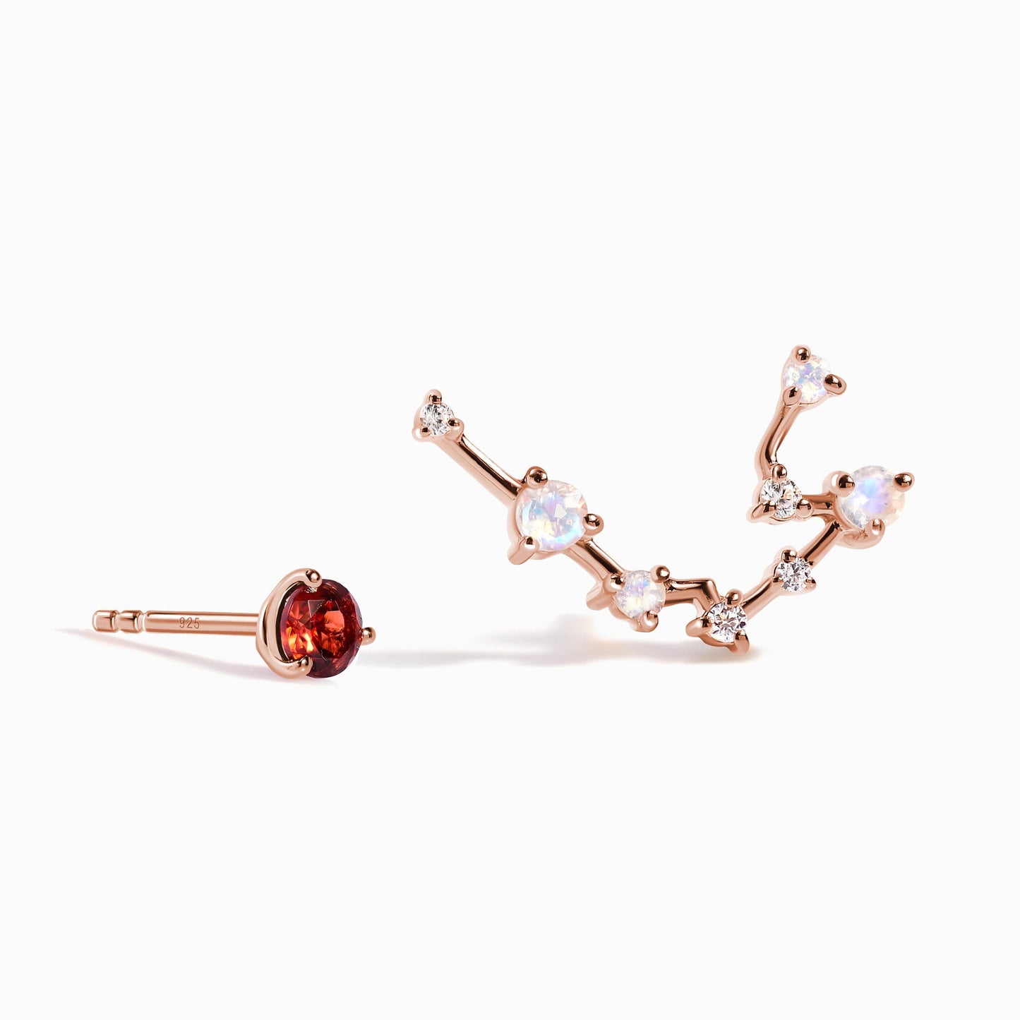 Zodiac Birthstone Studs - Aquarius Garnet Moon Magic