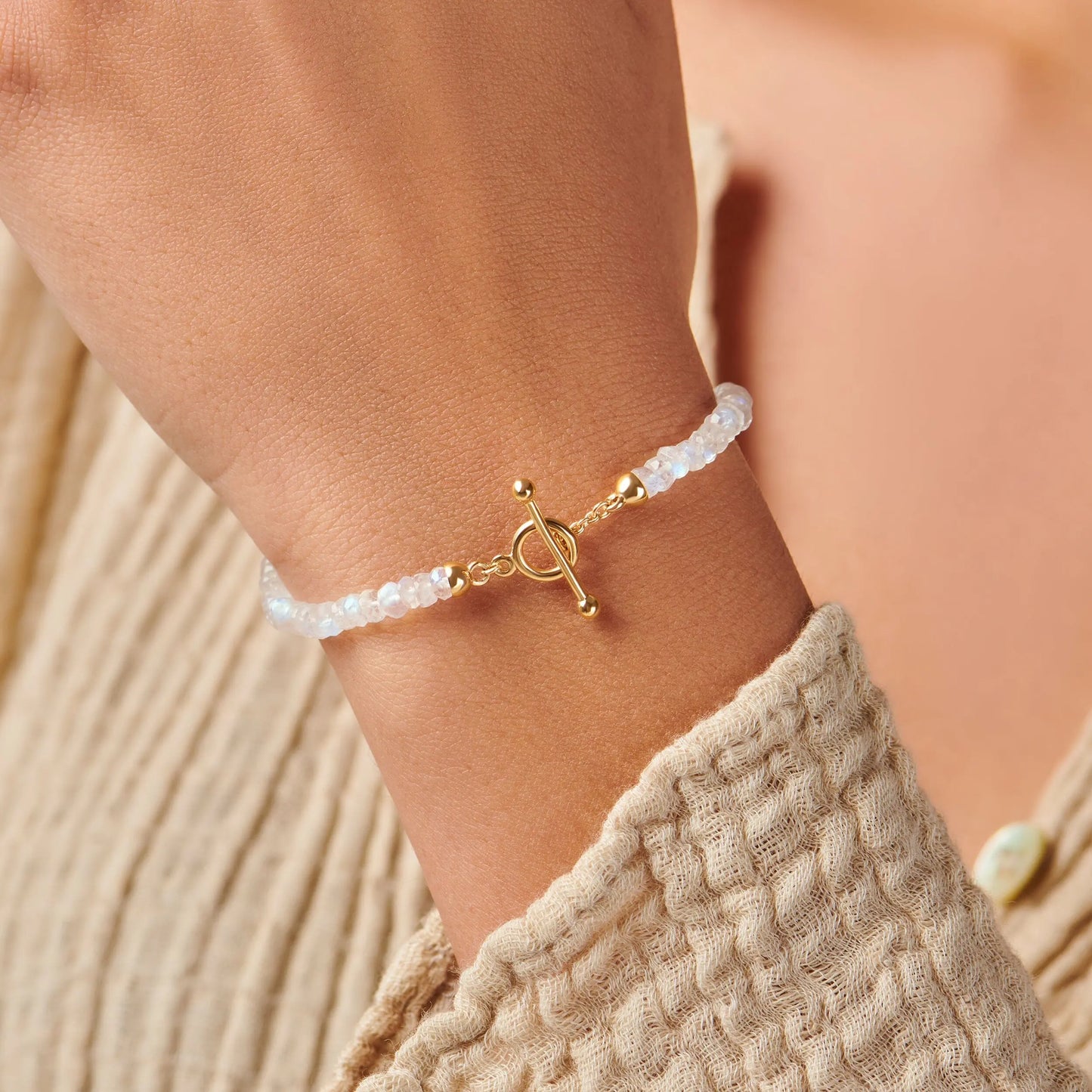Rainbow Moonstone T-Lock Beads Bracelet - Raise Your Vibrations Moon Magic