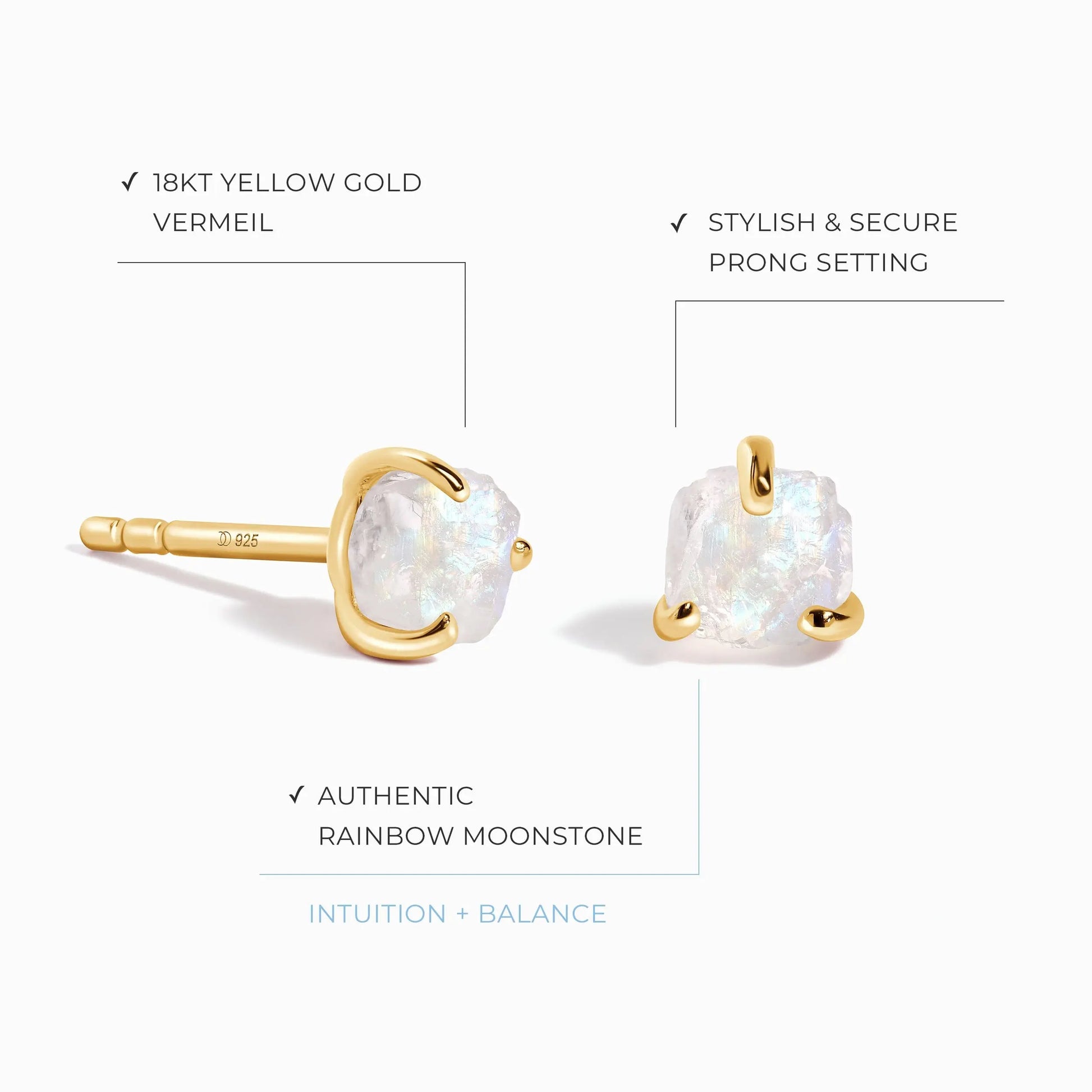 Raw Moonstone Earrings - Unique Moon Magic