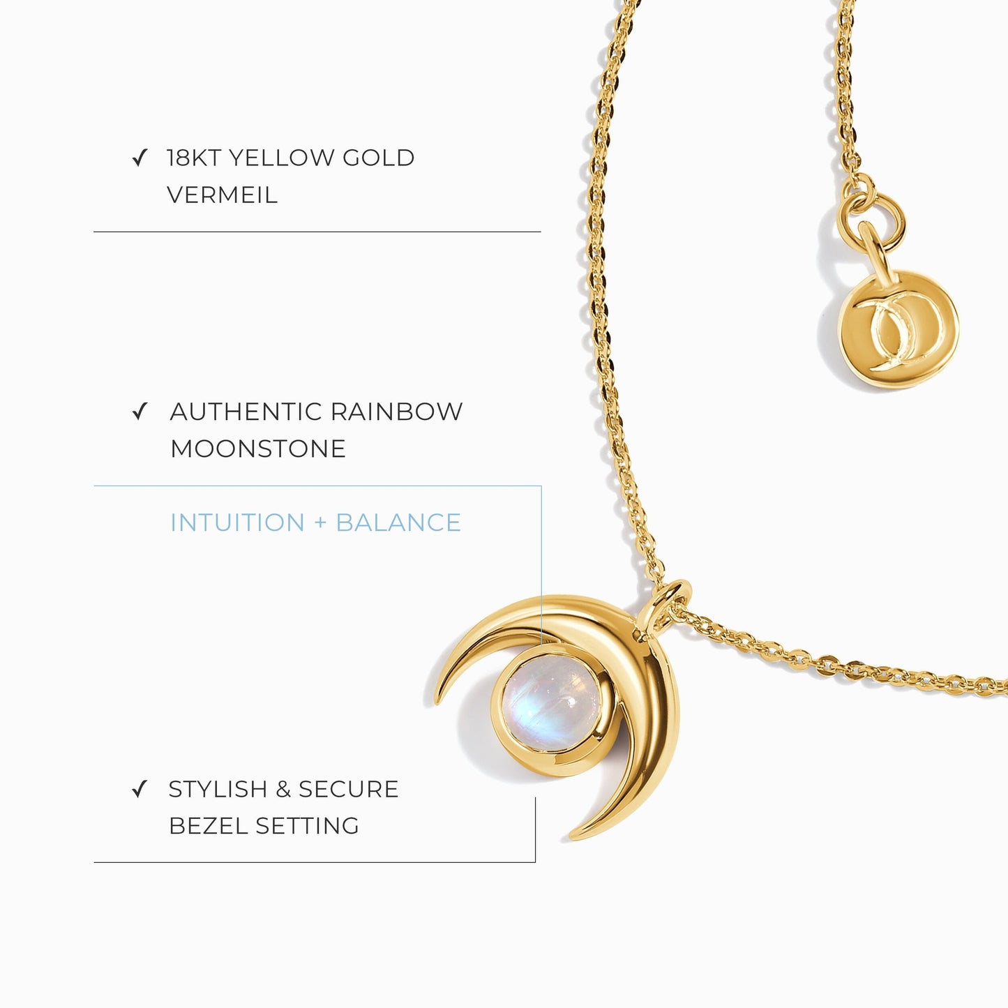 Kids Moonstone Necklace - Crescent Moon Mini Moon Magic