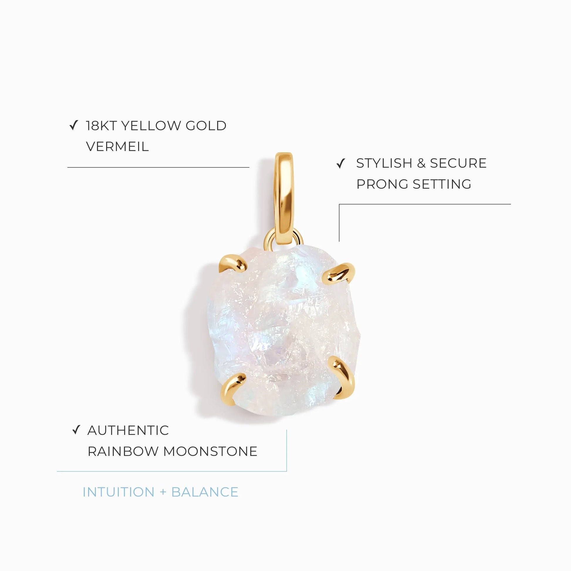 Raw Crystal Charm - Moonstone Moon Magic
