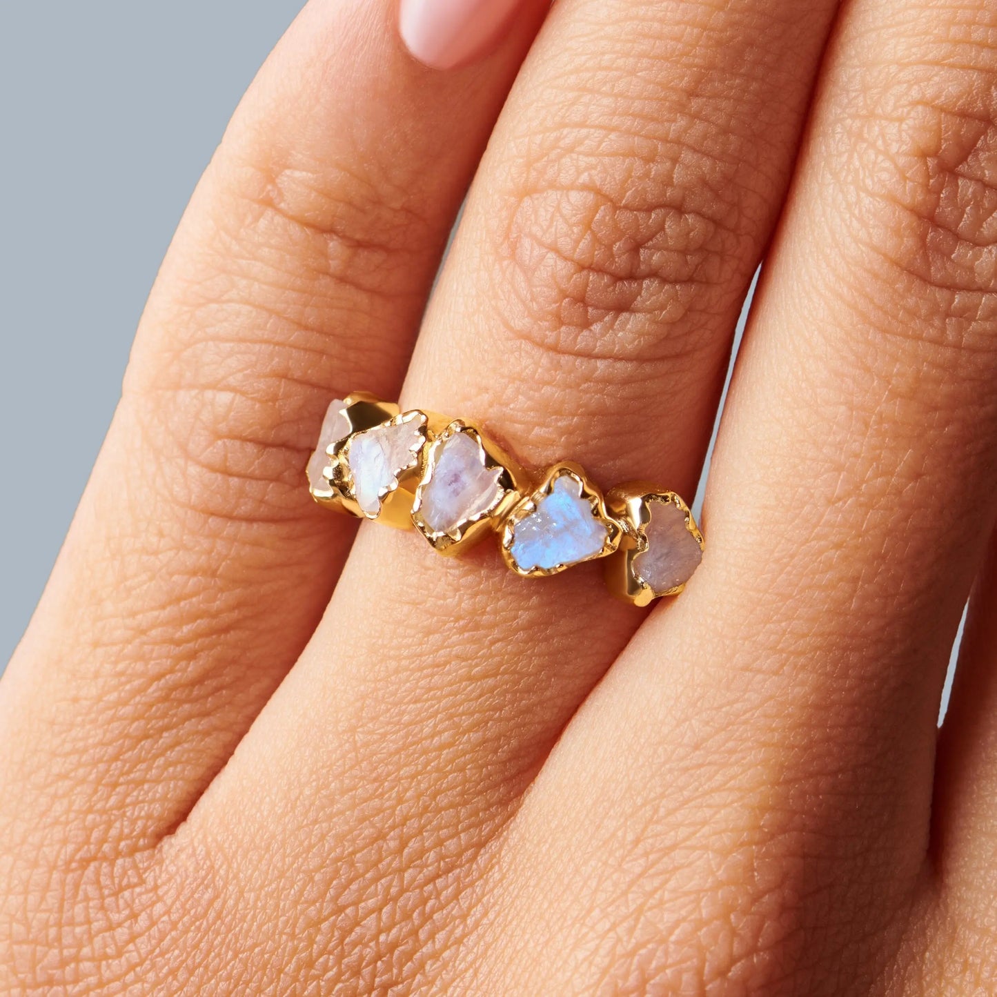 Raw Crystal Ring - Illuminated Moonstone Moon Magic