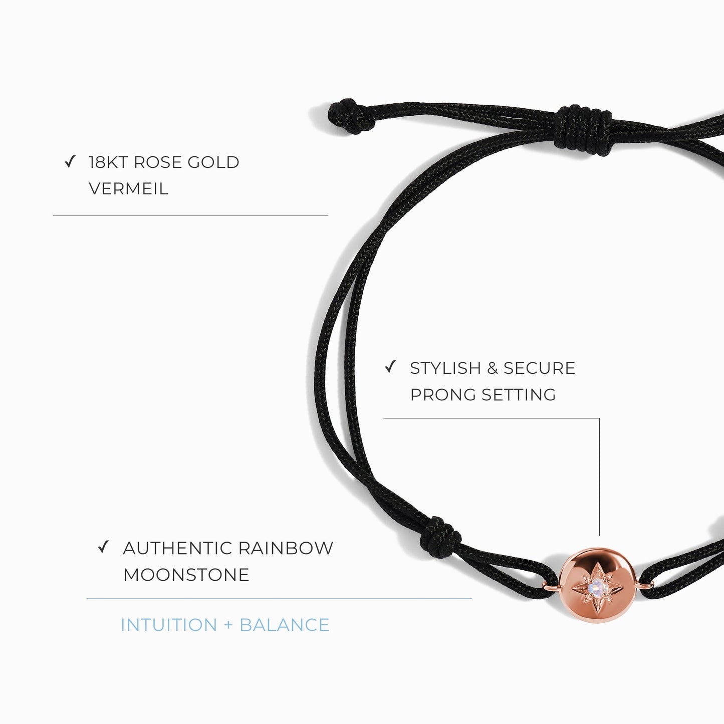 Kids Moonstone Bracelet - North Star Cord Moon Magic