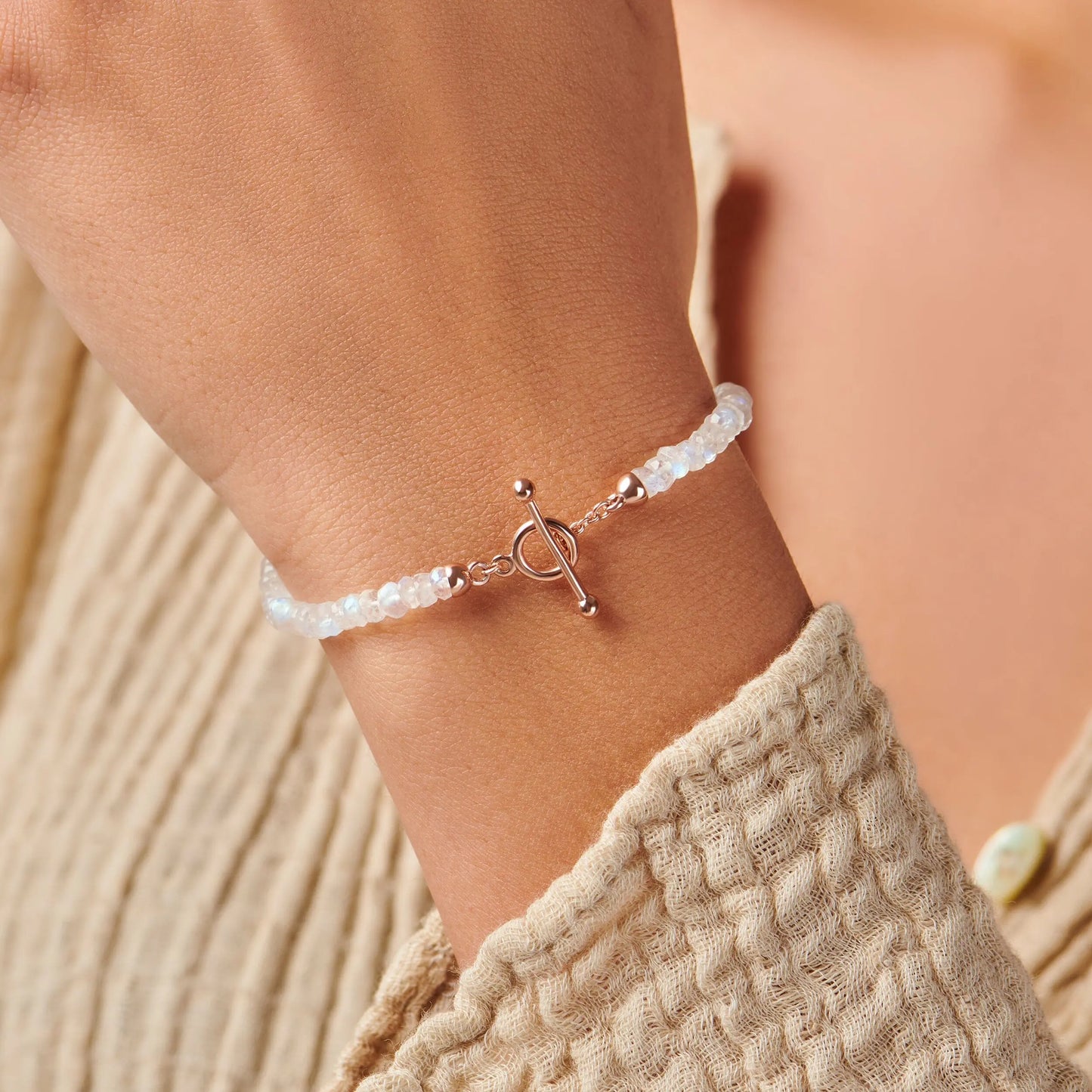Rainbow Moonstone T-Lock Beads Bracelet - Raise Your Vibrations Moon Magic