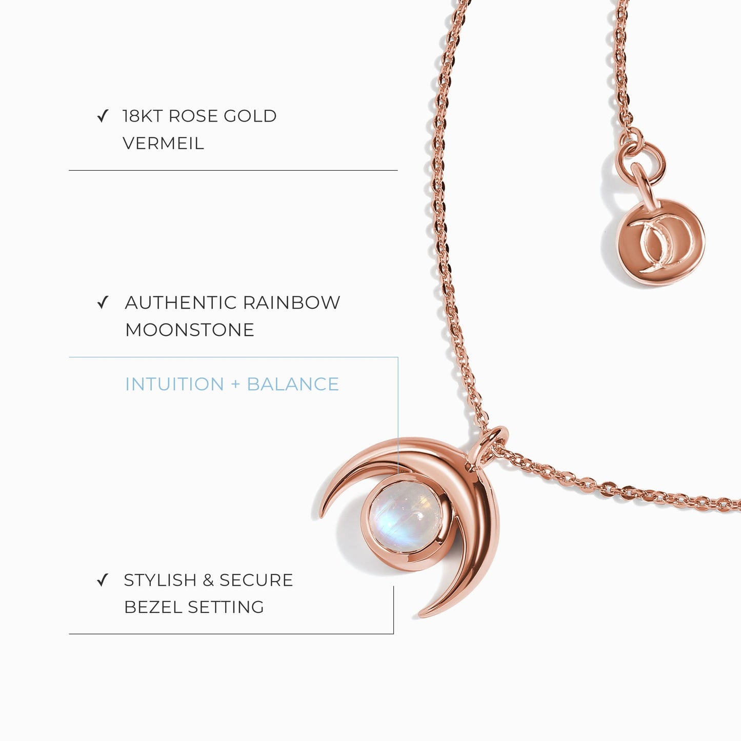 Kids Moonstone Necklace - Crescent Moon Mini Moon Magic
