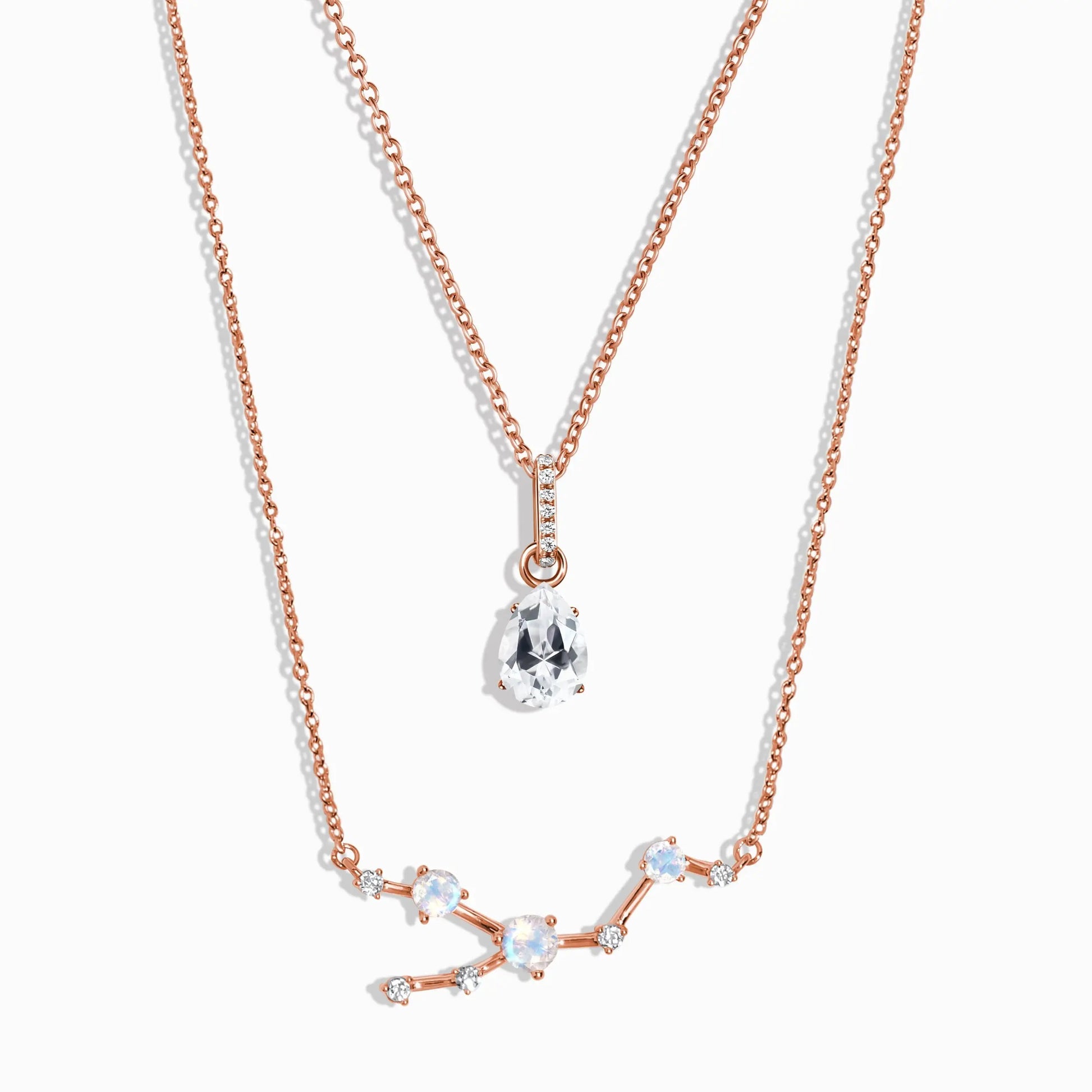 Taurus Zodiac Constellation Necklace & White Topaz Sway Moon Magic