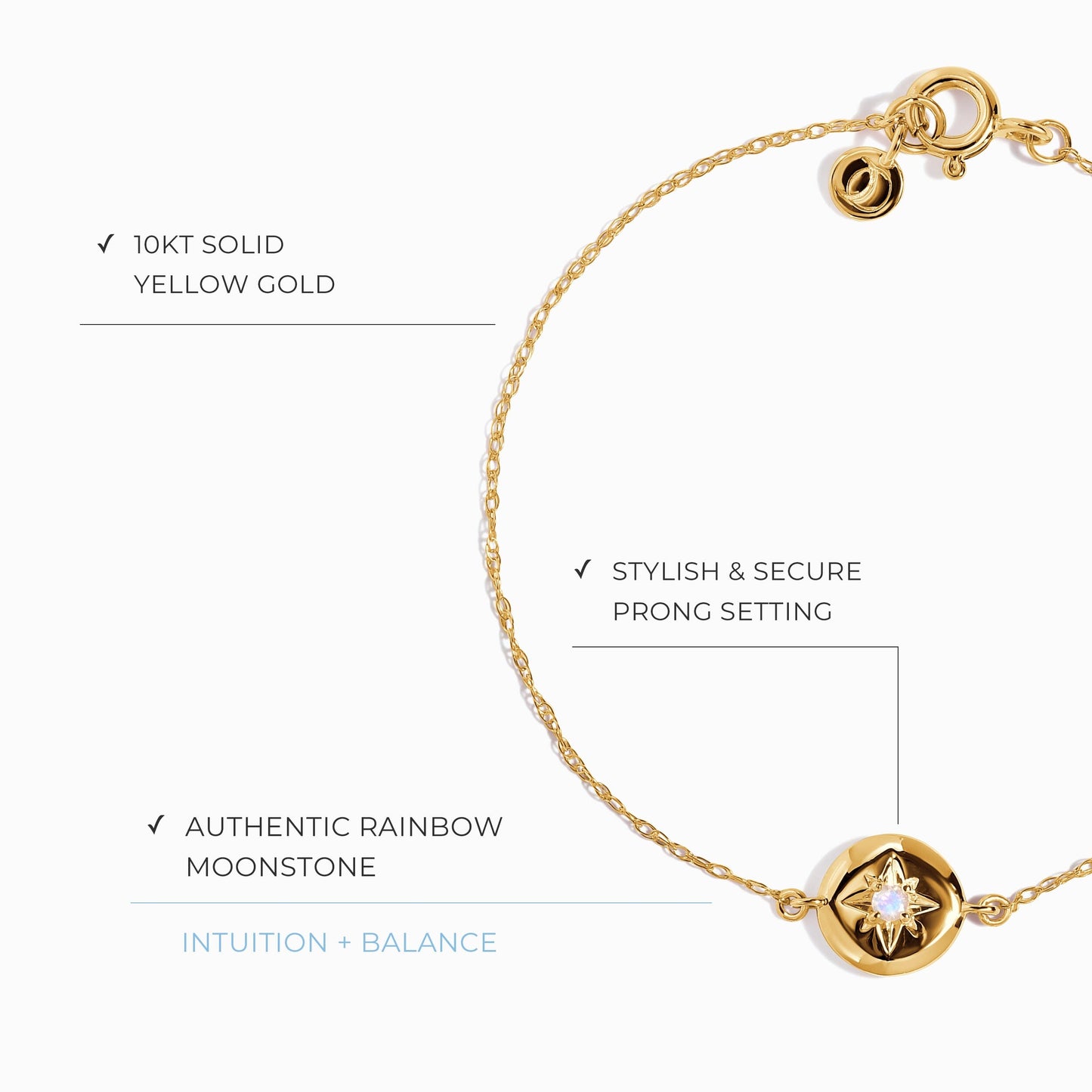 Kids Moonstone Bracelet - North Star Moon Magic