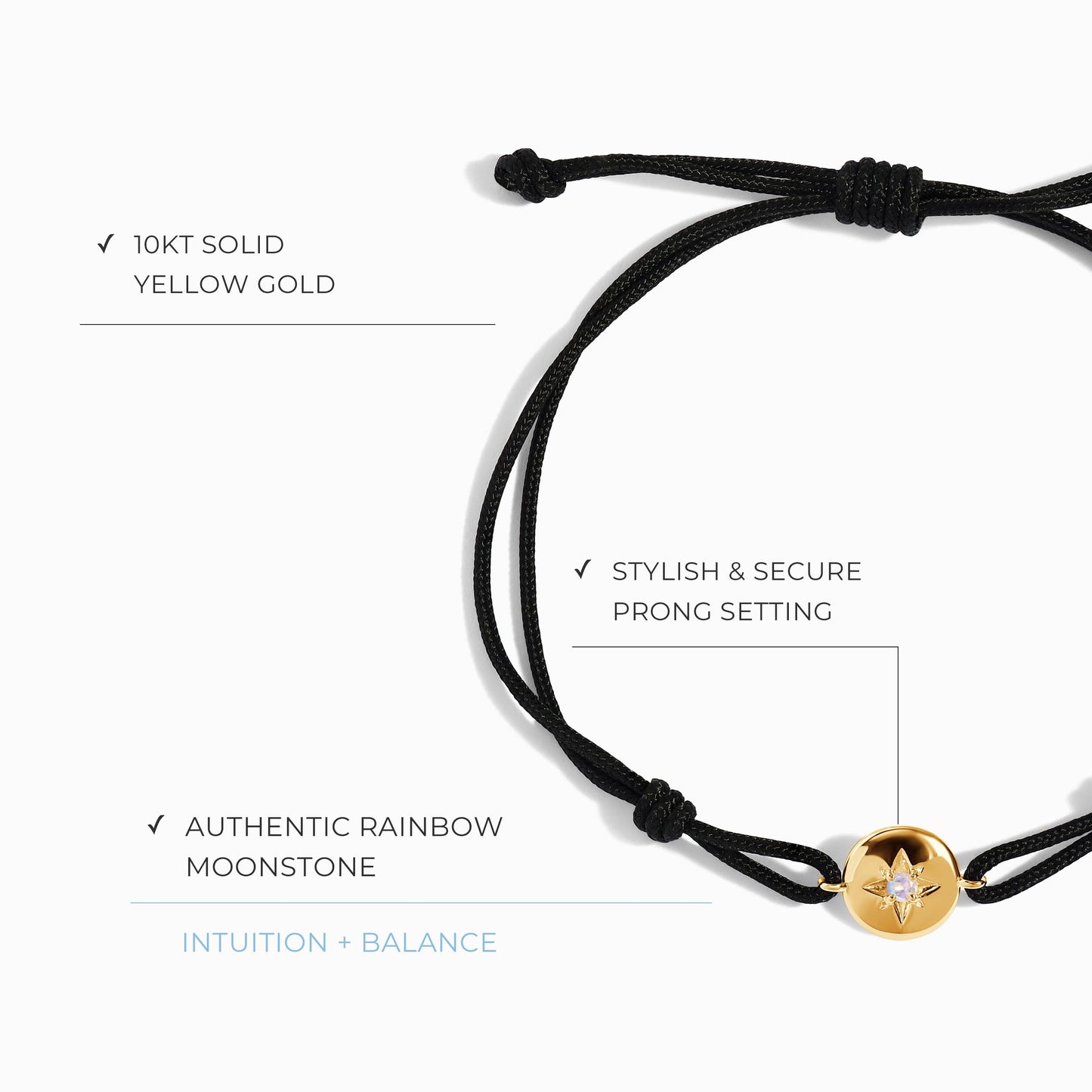 Kids Moonstone Bracelet - North Star Cord Moon Magic