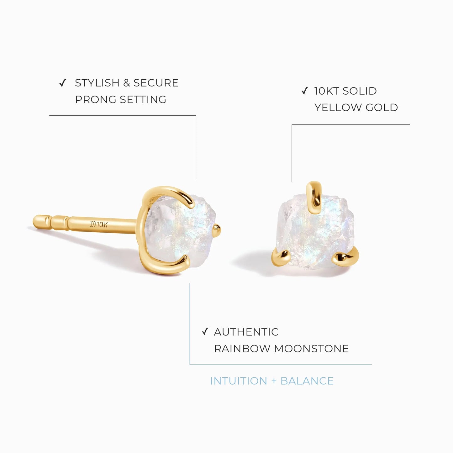 Raw Moonstone Earrings - Unique Moon Magic