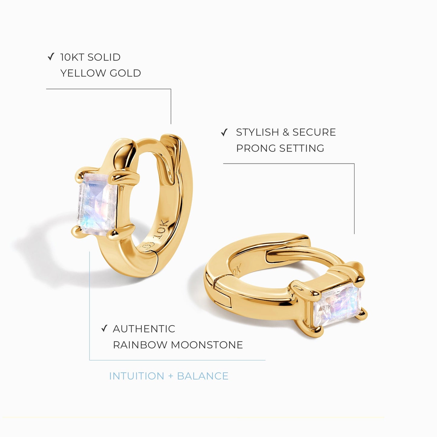 Kids Moonstone Hoops - Rainbow Moon Magic