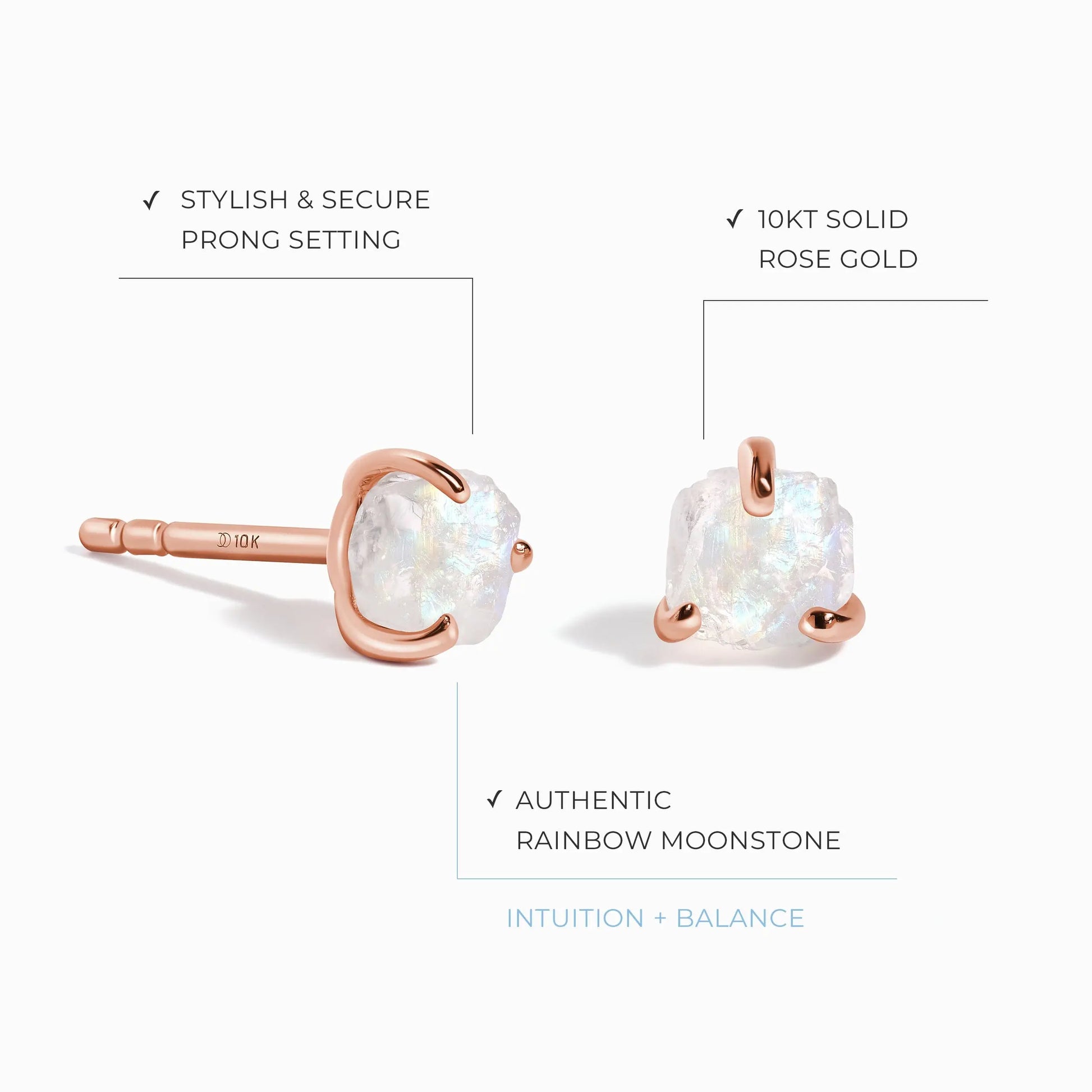 Raw Moonstone Earrings - Unique Moon Magic