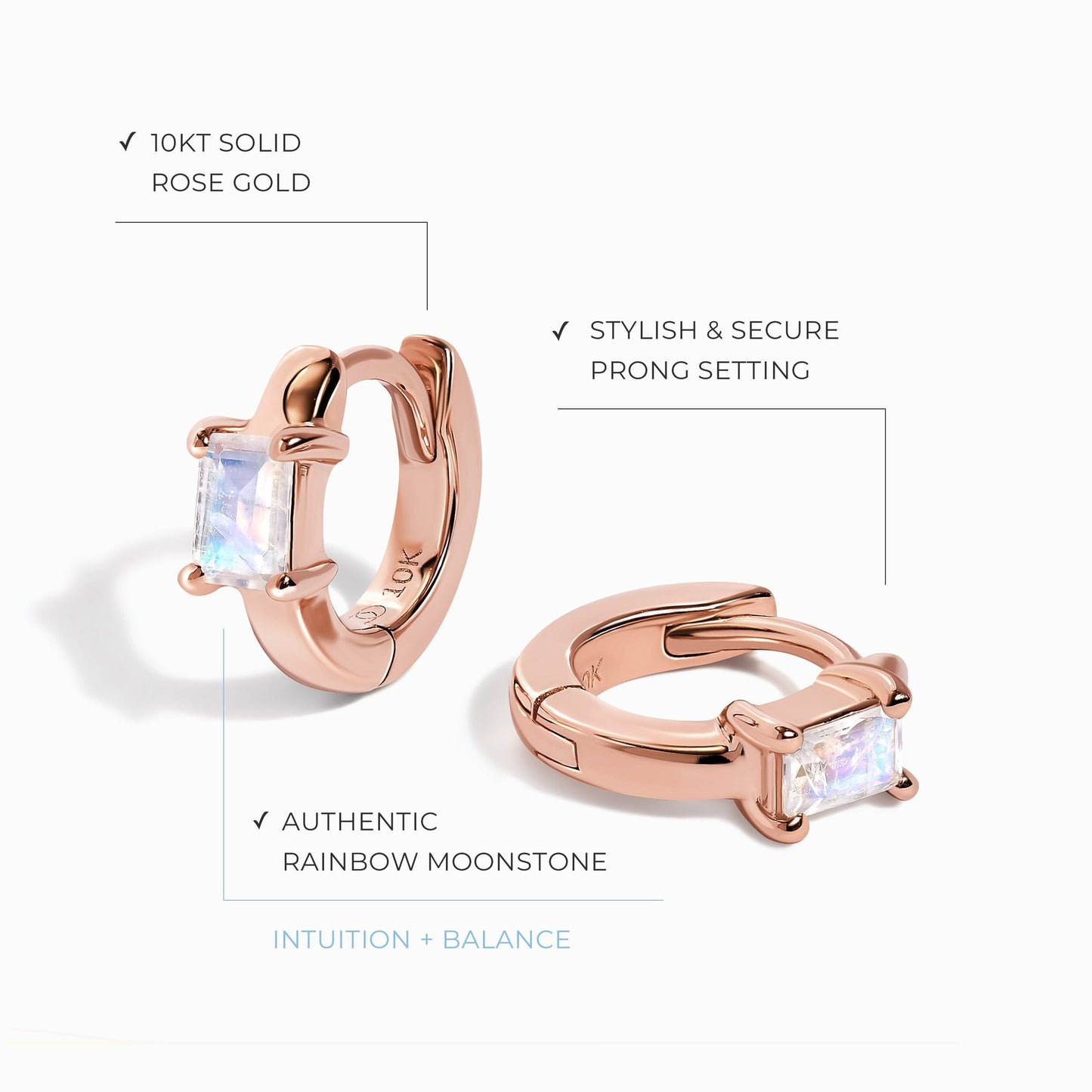 Kids Moonstone Hoops - Rainbow Moon Magic