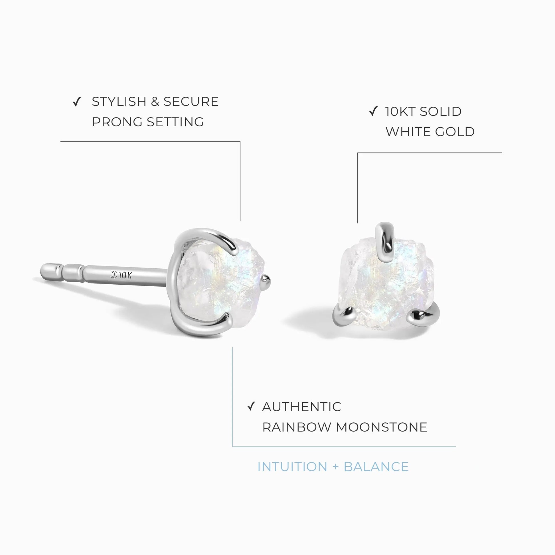 Raw Moonstone Earrings - Unique Moon Magic