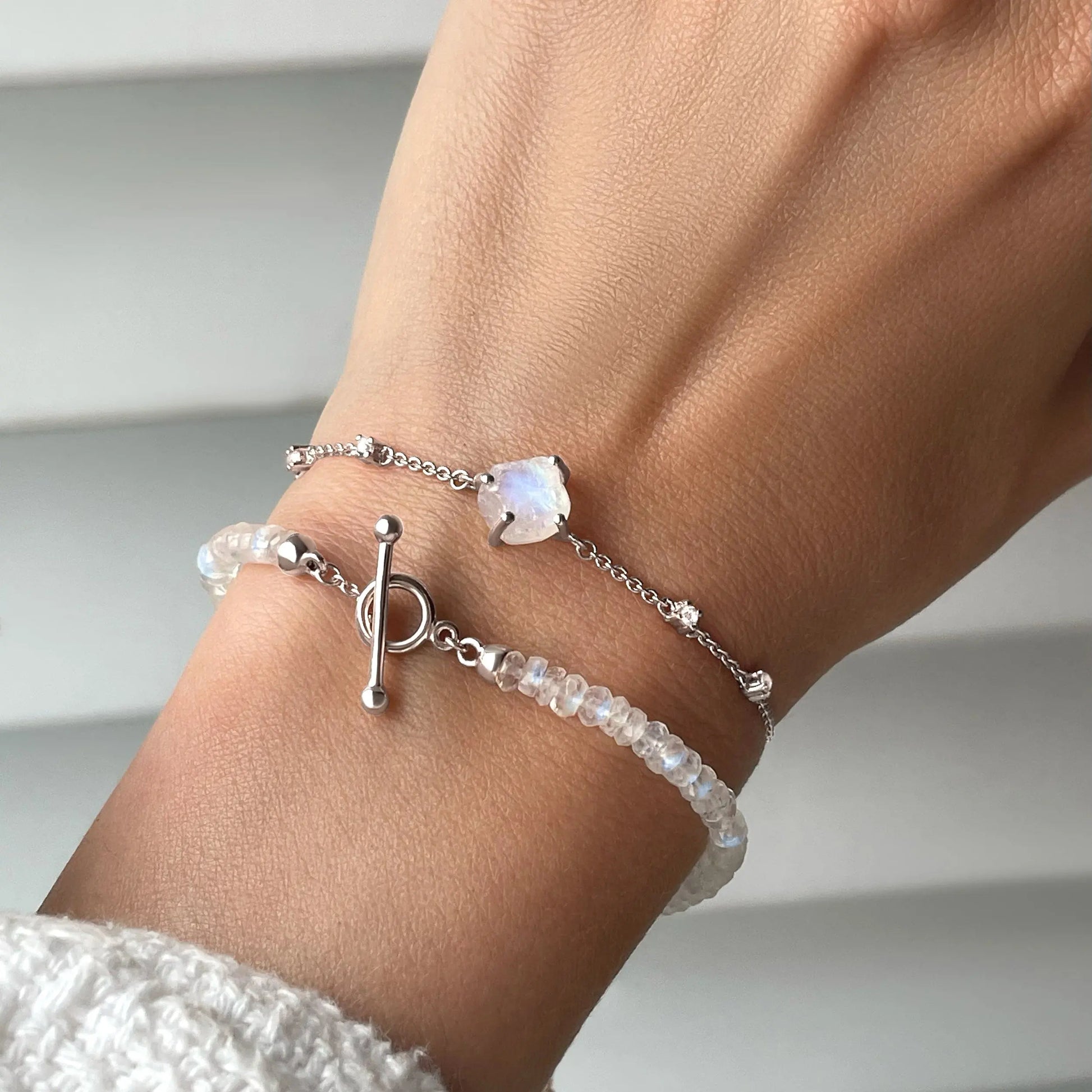 Moonstone Bracelet Stack - Raw Goddess Energy Moon Magic