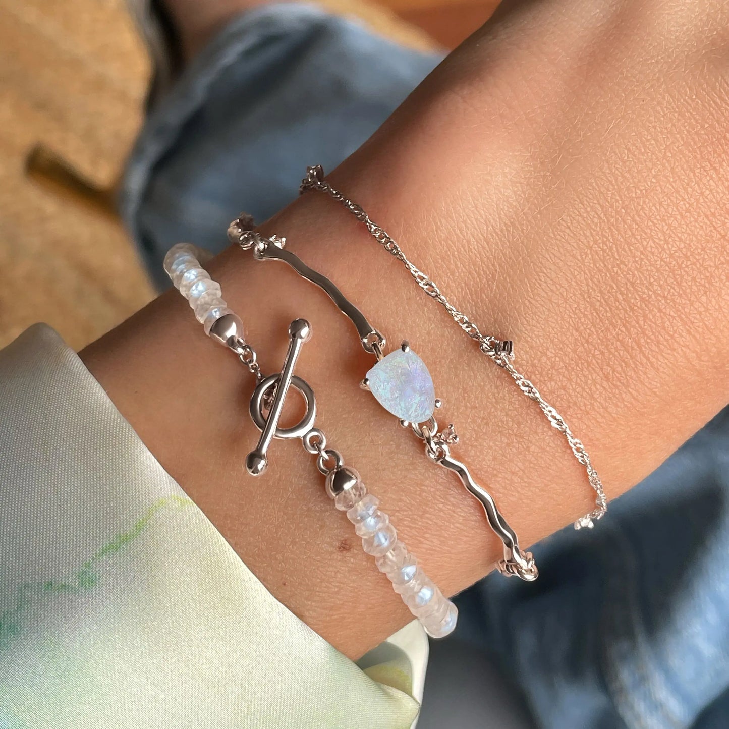 Moonstone Bracelet Stack - Energy Flow Moon Magic