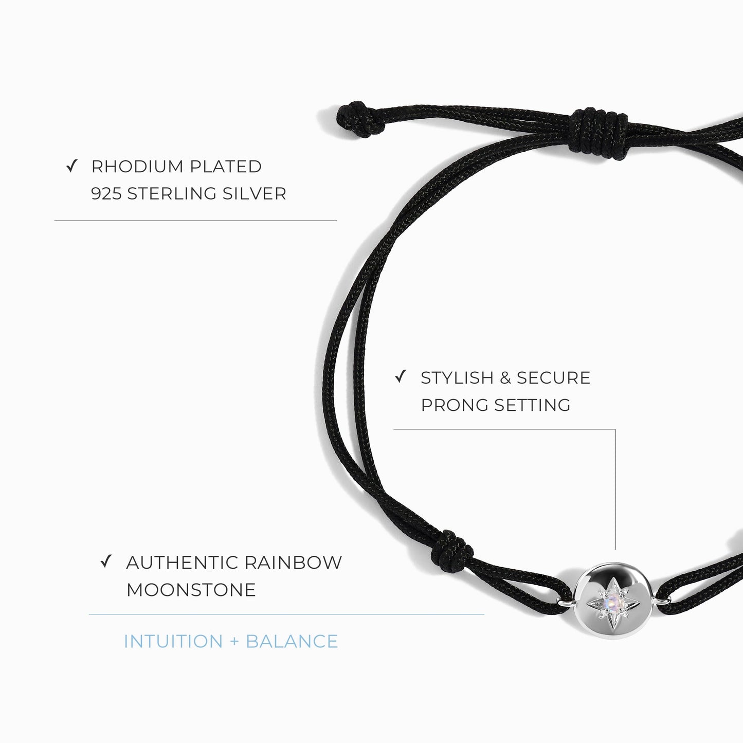 Kids Moonstone Bracelet - North Star Cord Moon Magic