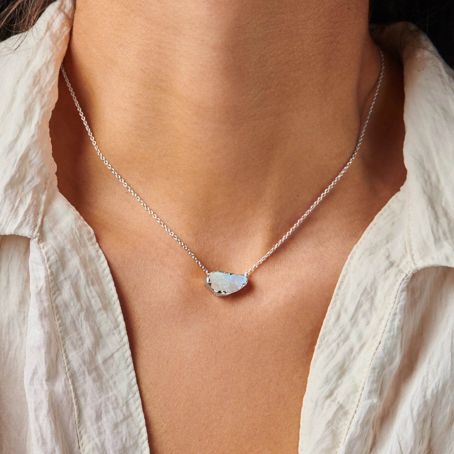 Raw Crystal Necklace - Sacred Moonstone Moon Magic