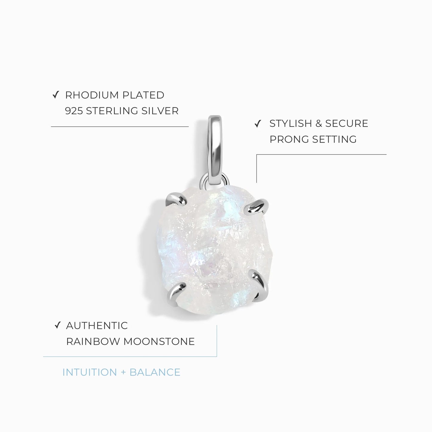 Raw Crystal Charm - Moonstone Moon Magic