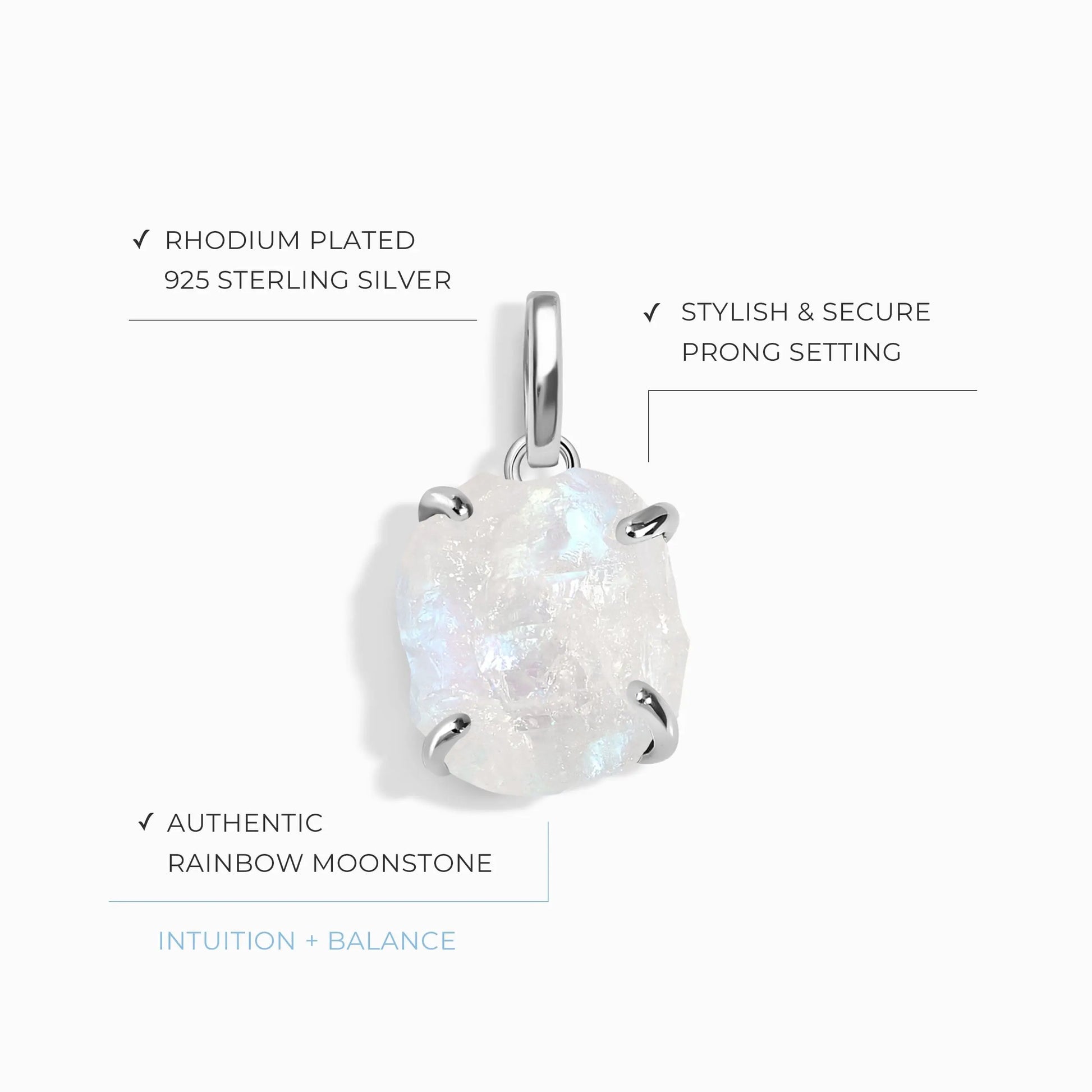 Raw Crystal Charm - Moonstone Moon Magic