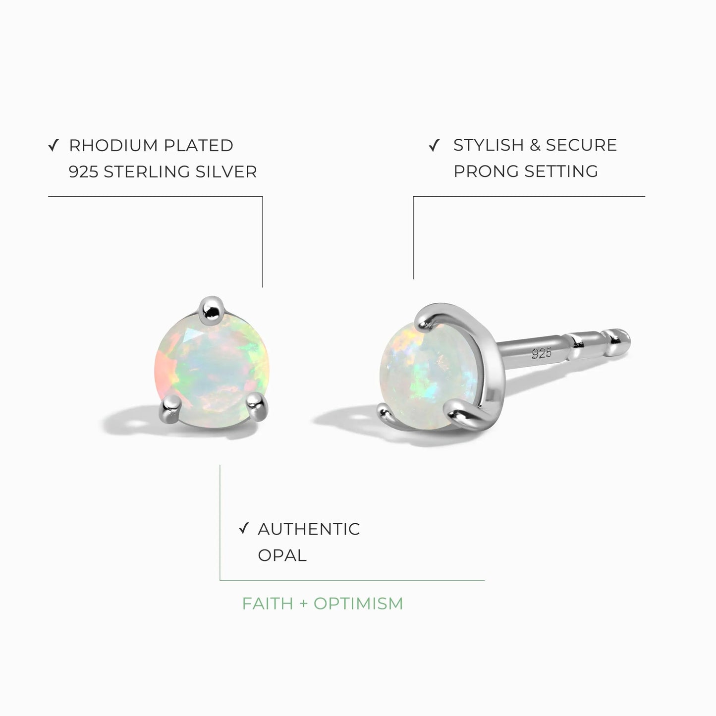 Opal Round Studs - October Birthstone Moon Magic