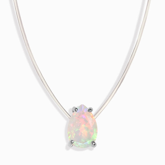 Opal Necklace Floating Sway - October Birthstone Moon Magic