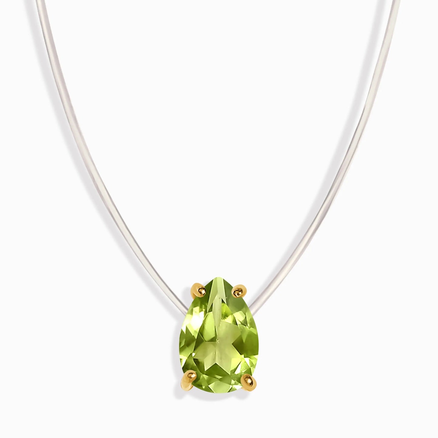 Peridot Necklace Floating Sway - August Birthstone Moon Magic