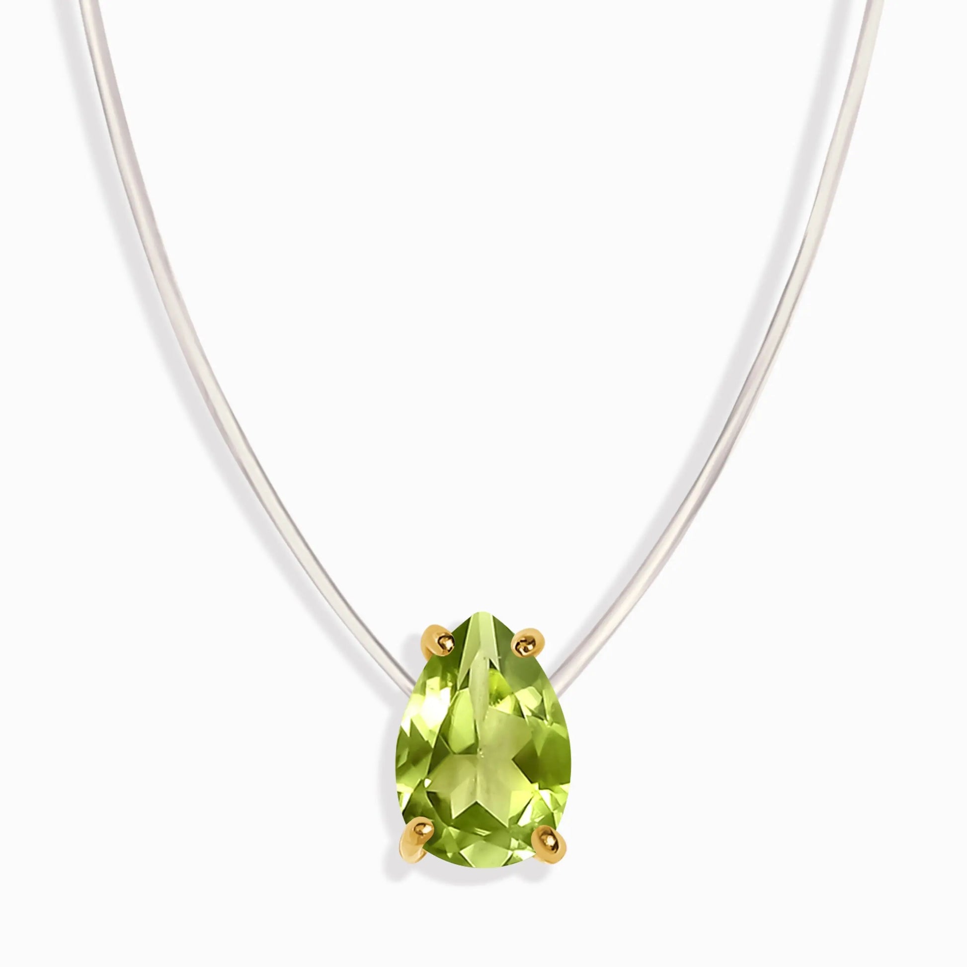 Peridot Necklace Floating Sway - August Birthstone Moon Magic