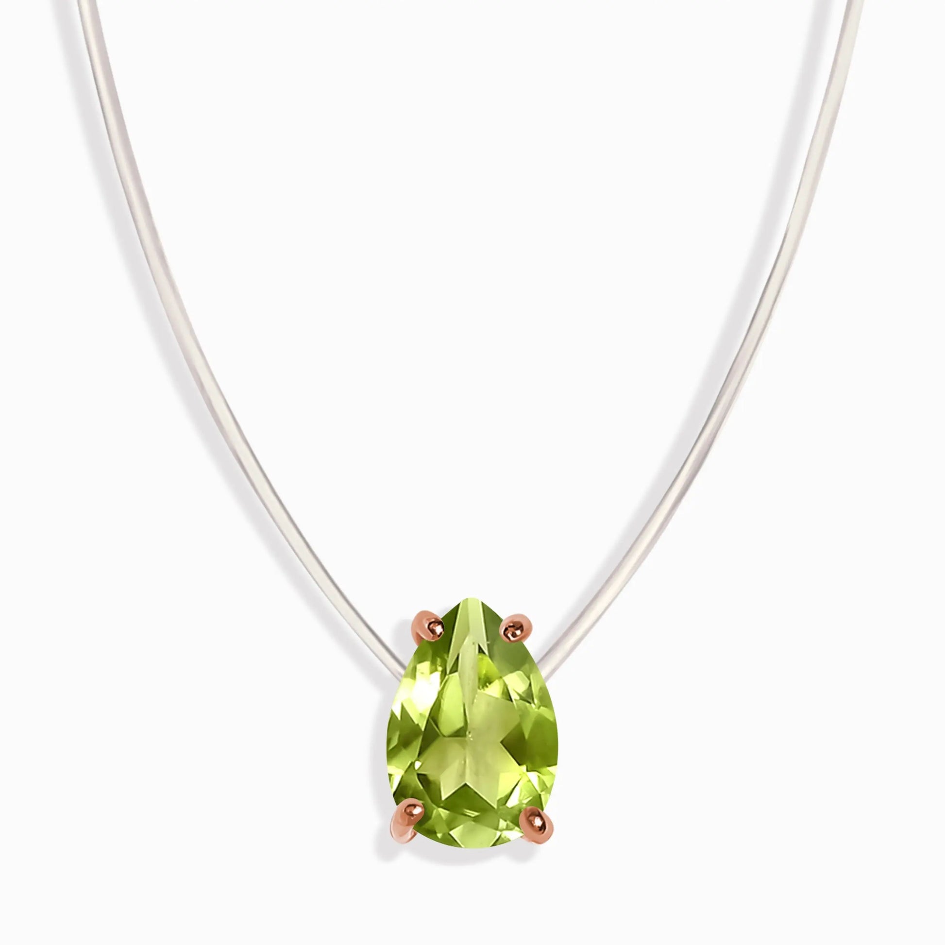 Peridot Necklace Floating Sway - August Birthstone Moon Magic