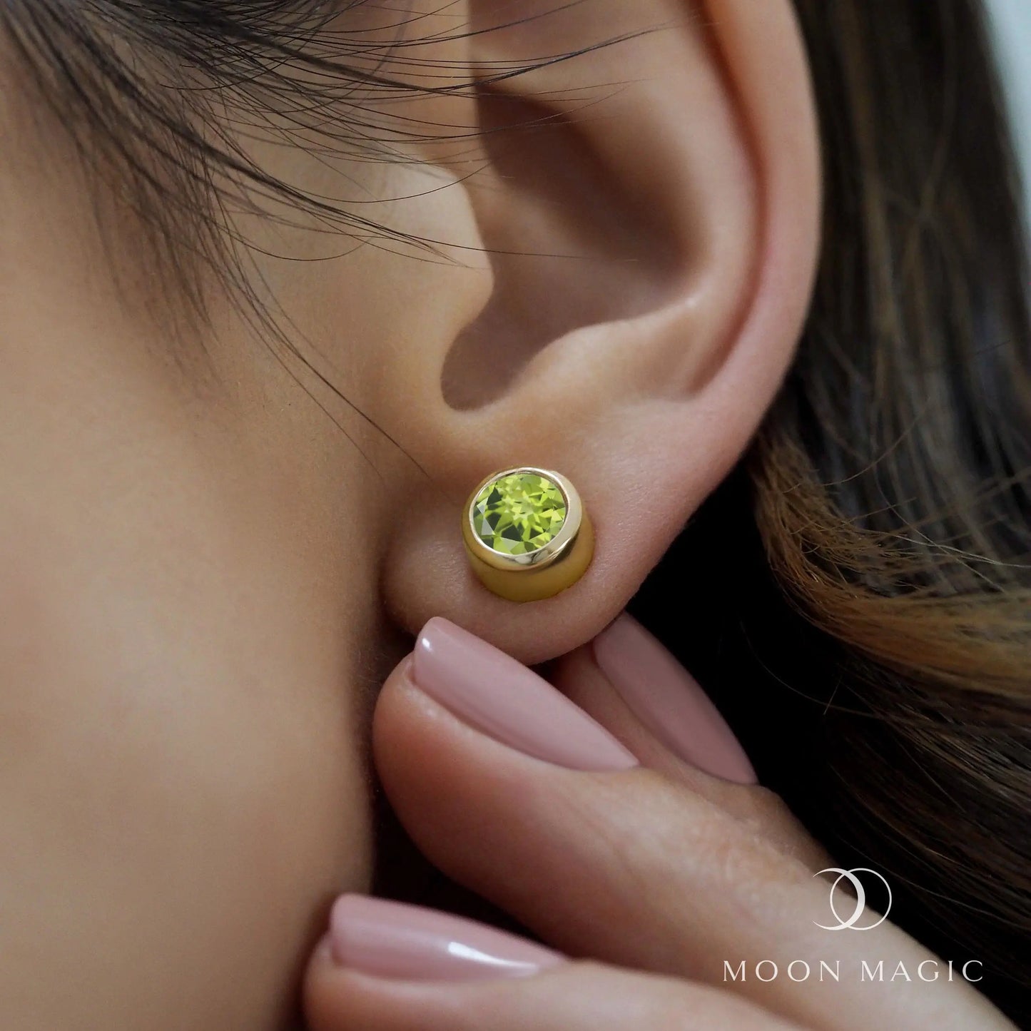 Peridot Studs - Solitaire Moon Magic