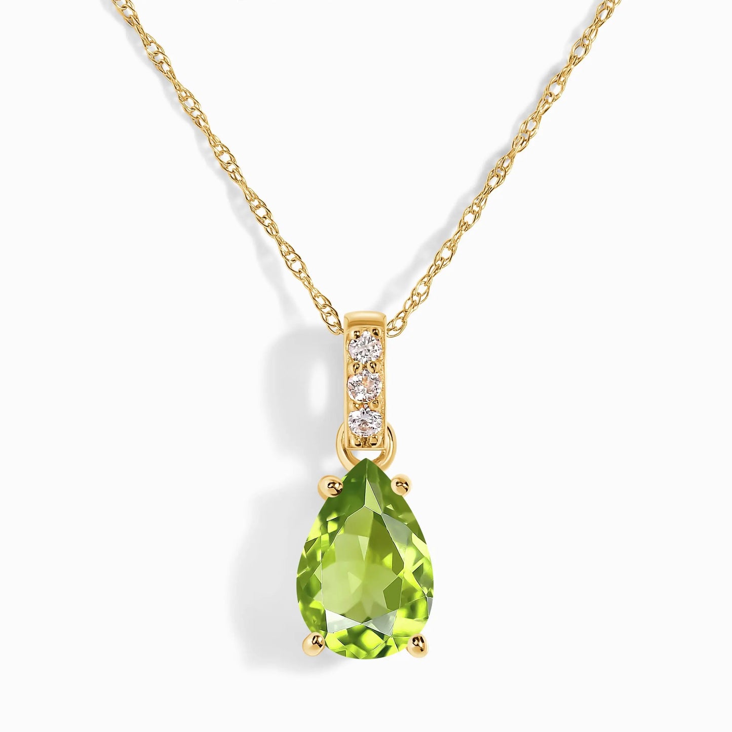 Peridot Diamond Necklace Sway - August Birthstone Moon Magic