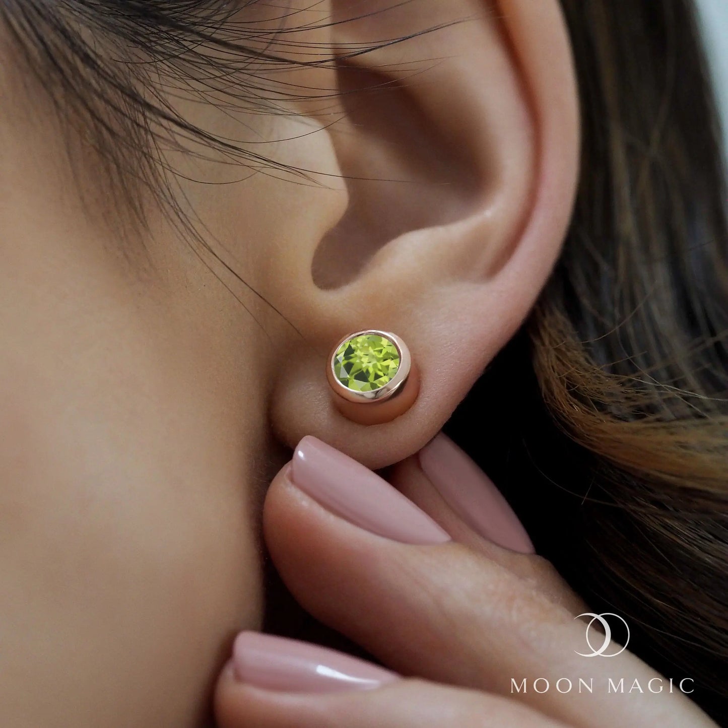 Peridot Studs - Solitaire Moon Magic