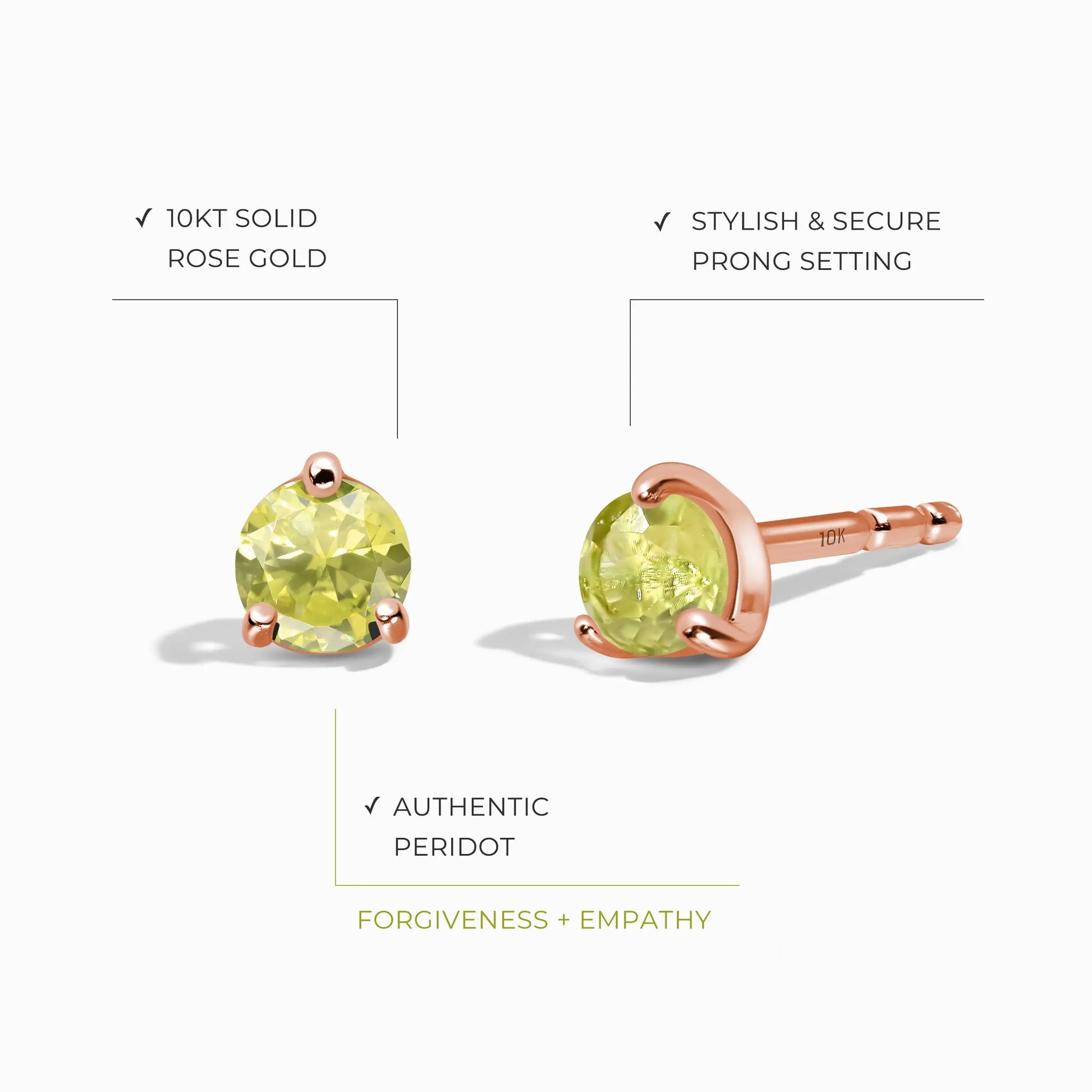 Peridot Round Studs - August Birthstone Moon Magic