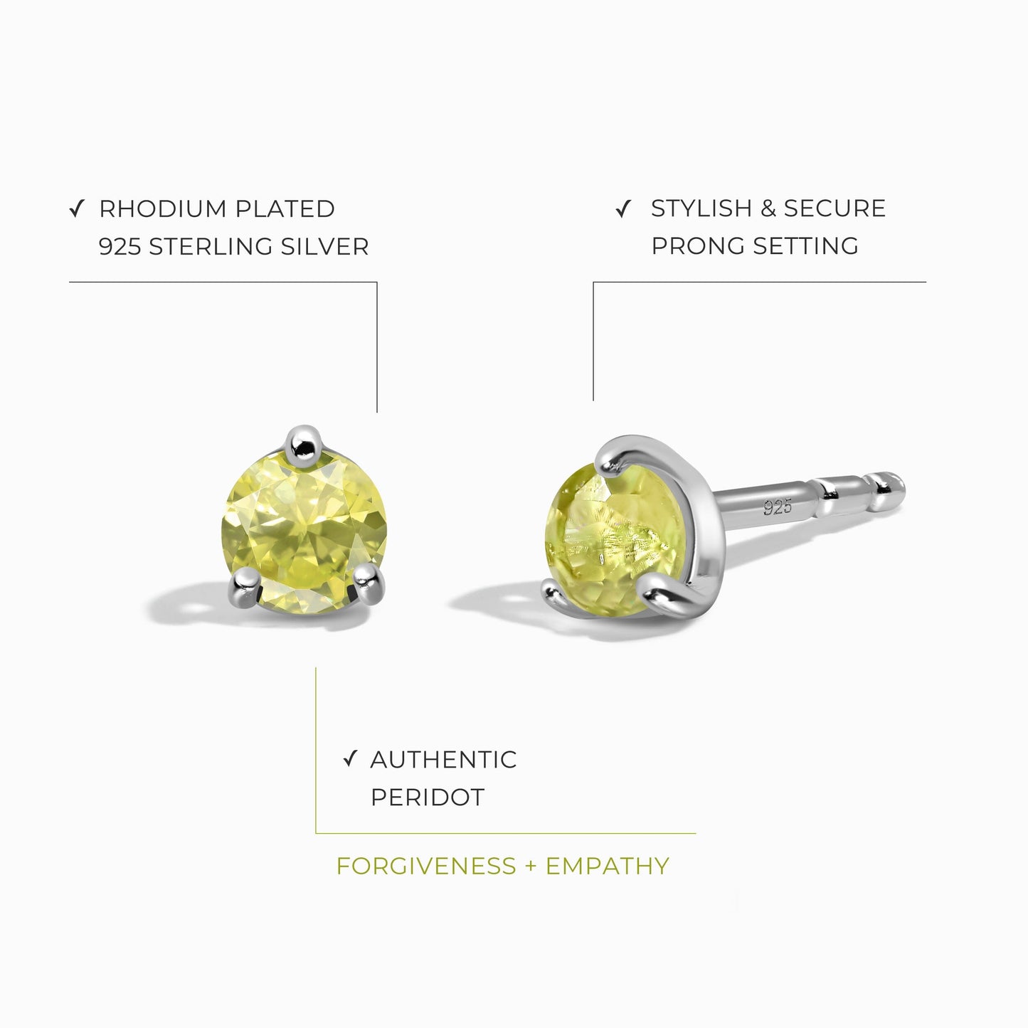 Boucles d'oreilles rondes en péridot - Pierre de naissance d'août