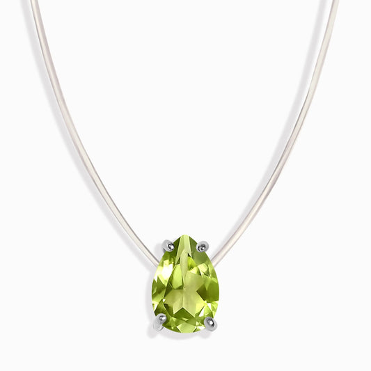 Peridot Necklace Floating Sway - August Birthstone Moon Magic