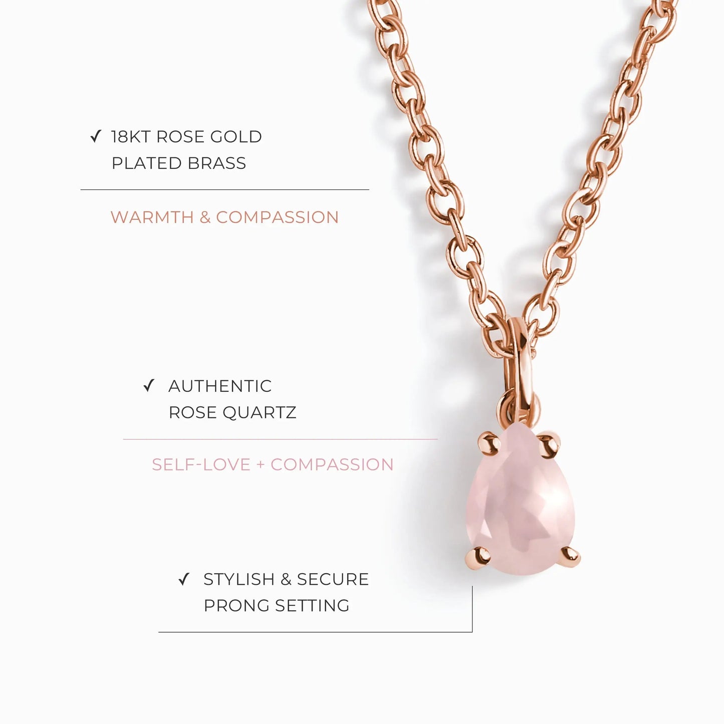 Rose Quartz Necklace - Worthiness Moon Magic