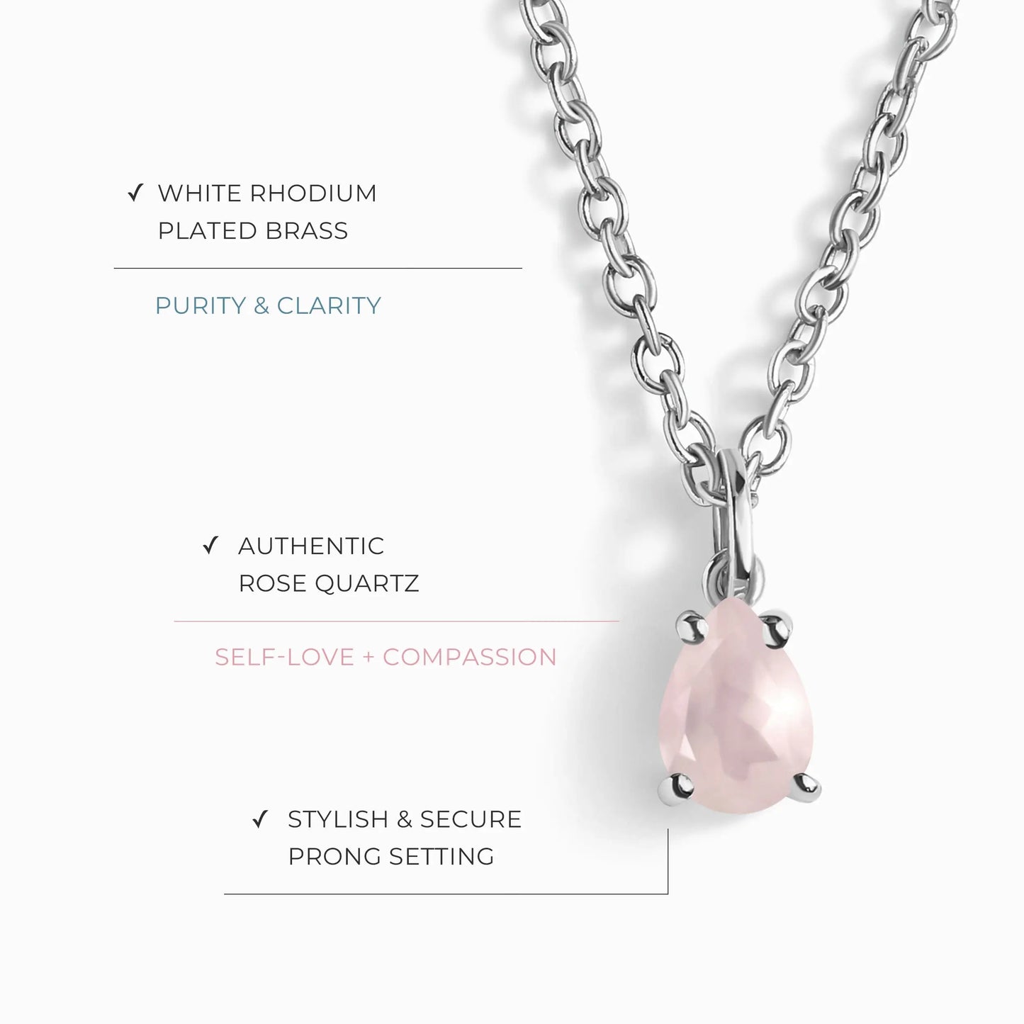 Rose Quartz Necklace - Worthiness Moon Magic