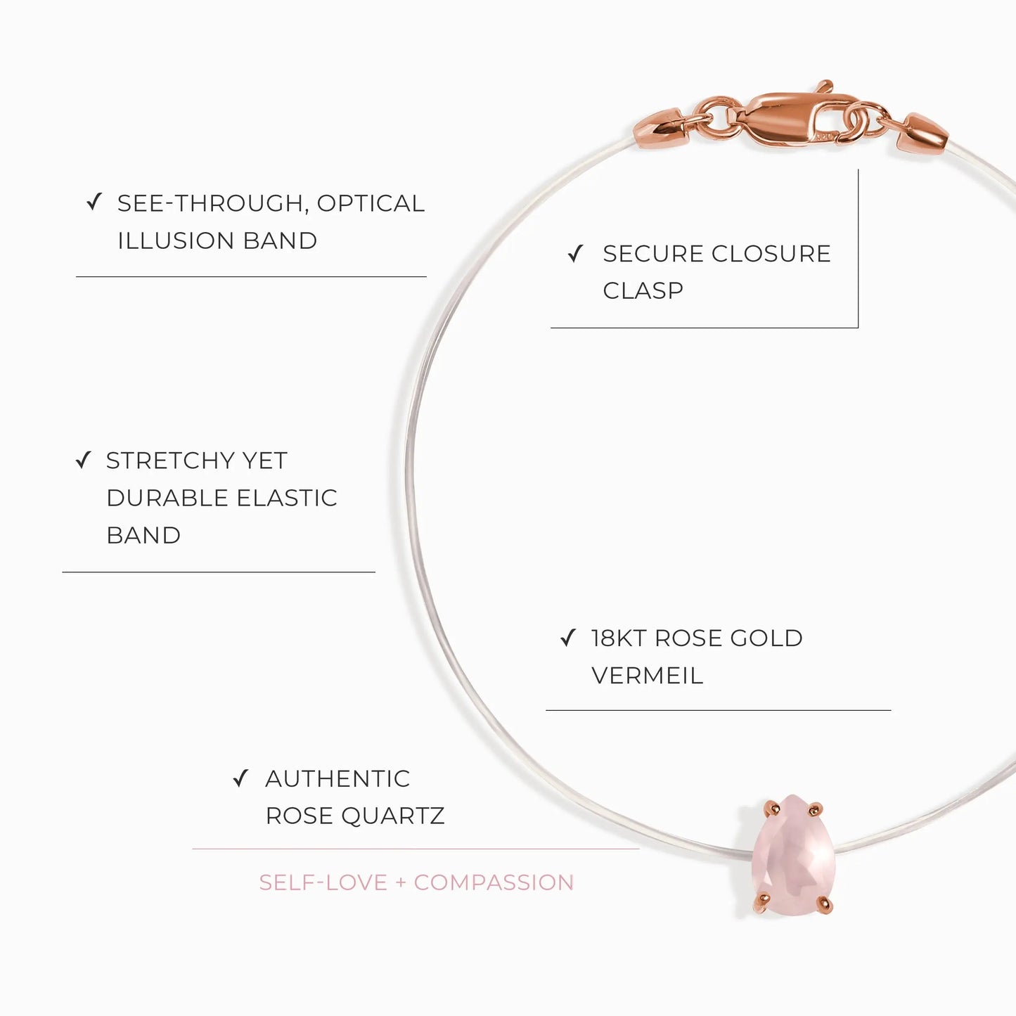 Rose Quartz Bracelet - Floating Sway Moon Magic