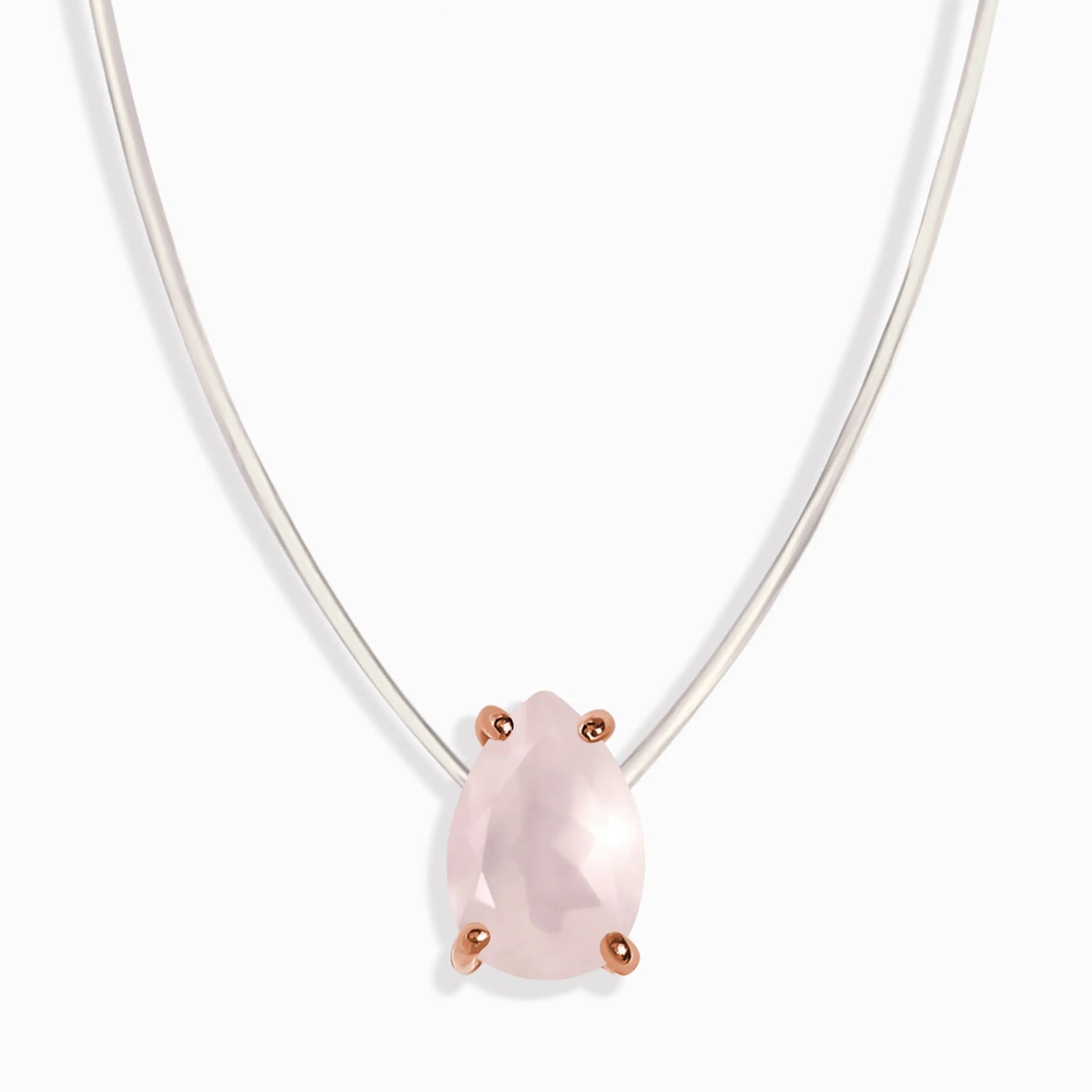 Rose Quartz Necklace - Floating Sway Moon Magic