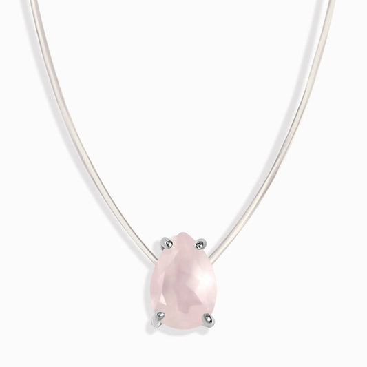 Rose Quartz Necklace - Floating Sway Moon Magic