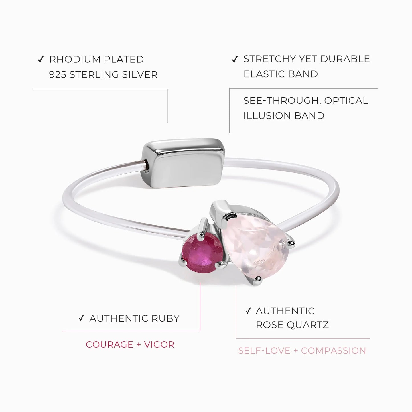 Floating Ring - Toi Et Moi Rose Quartz & Ruby Moon Magic