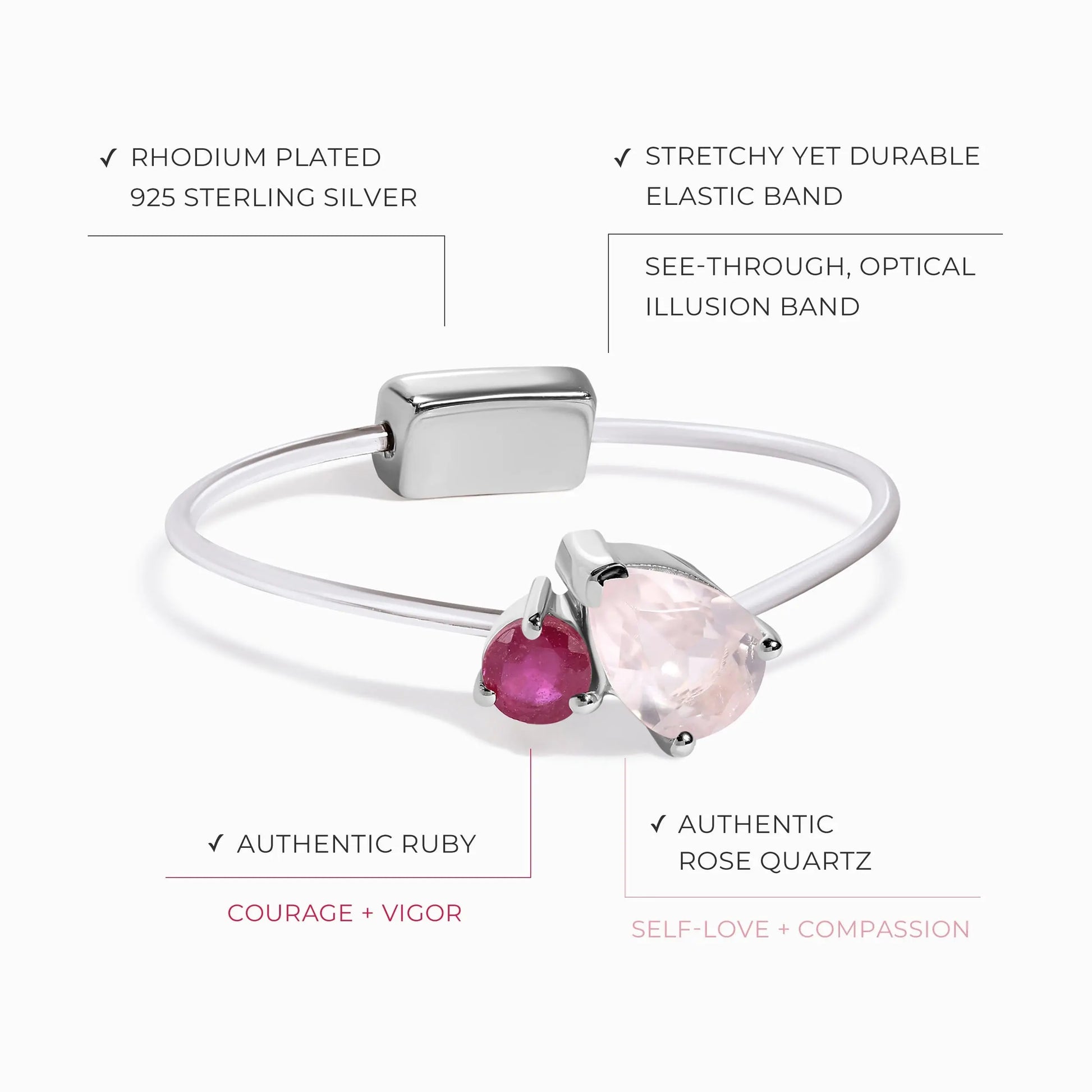 Floating Ring - Toi Et Moi Rose Quartz & Ruby Moon Magic