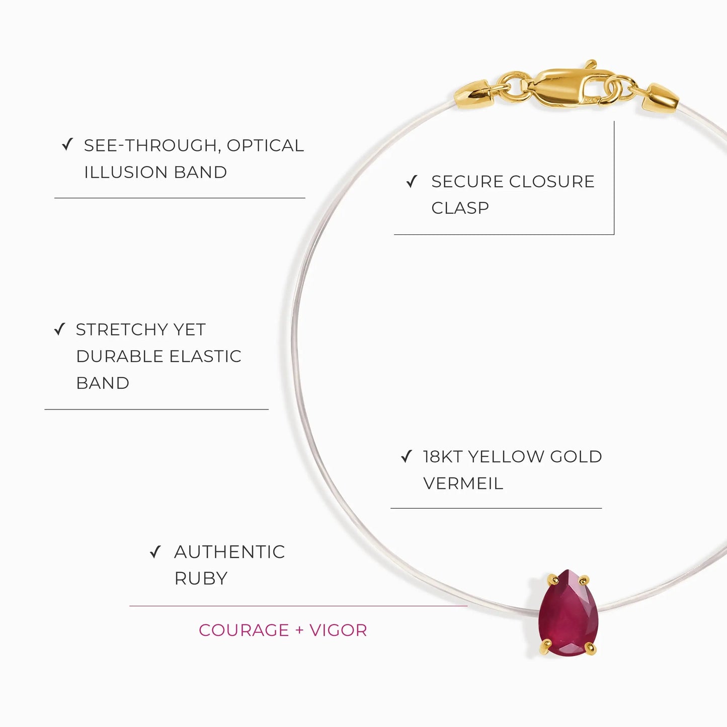 Ruby Bracelet Floating Sway - July Birthstone Moon Magic