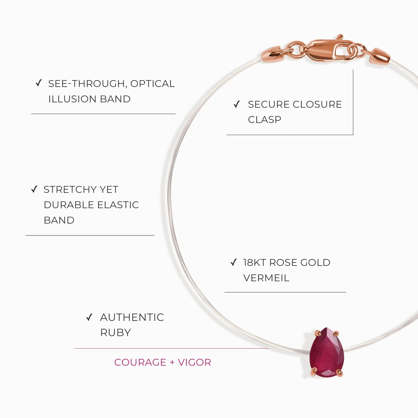 Ruby Bracelet Floating Sway - July Birthstone Moon Magic