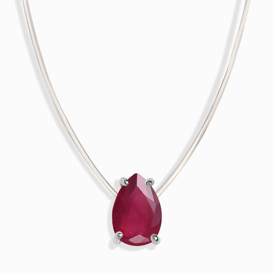 Ruby Necklace Floating Sway - July Birthstone Moon Magic