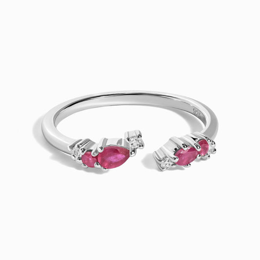 Adjustable Ruby Ring Flourish - July Birthstone Moon Magic
